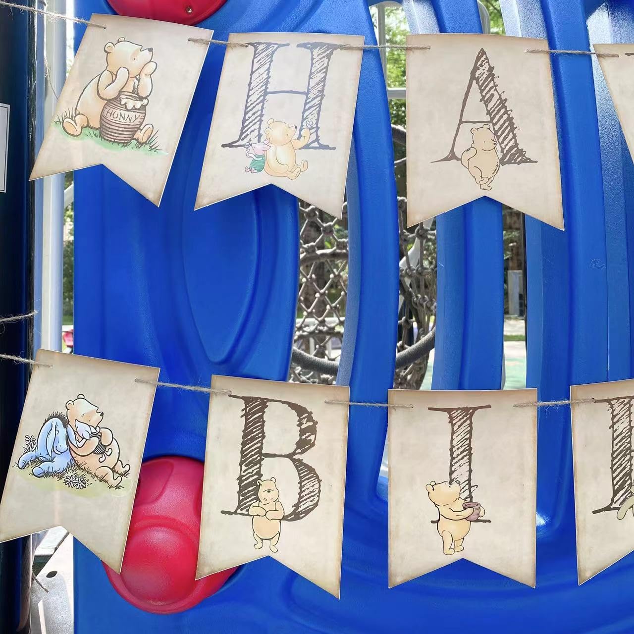 Happy Birthday Winnie the Pooh Banner - Classic Bear Baby Shower & Birthday Party Decorations - Adorable Pooh Themed Party Supplies for Birthdays, Showers & Celebrations - Perfect for Nursery, Kids Room & Party Backdrops