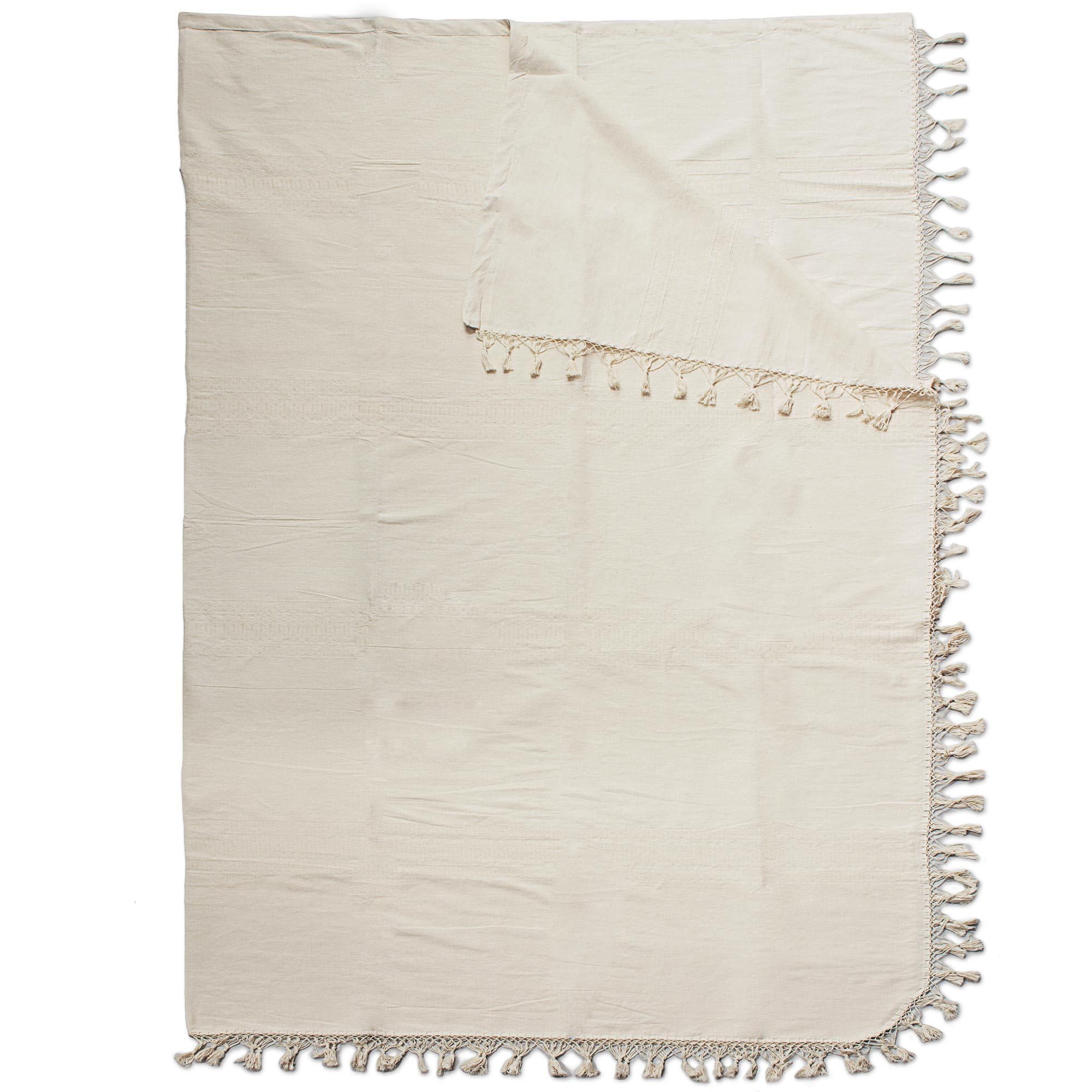NOVICA Ivory Hand Woven Quilt Cotton Blanket 'Ivory Memories' - King Size Luxury Bedding for Cozy Nights & Boho Home Decor