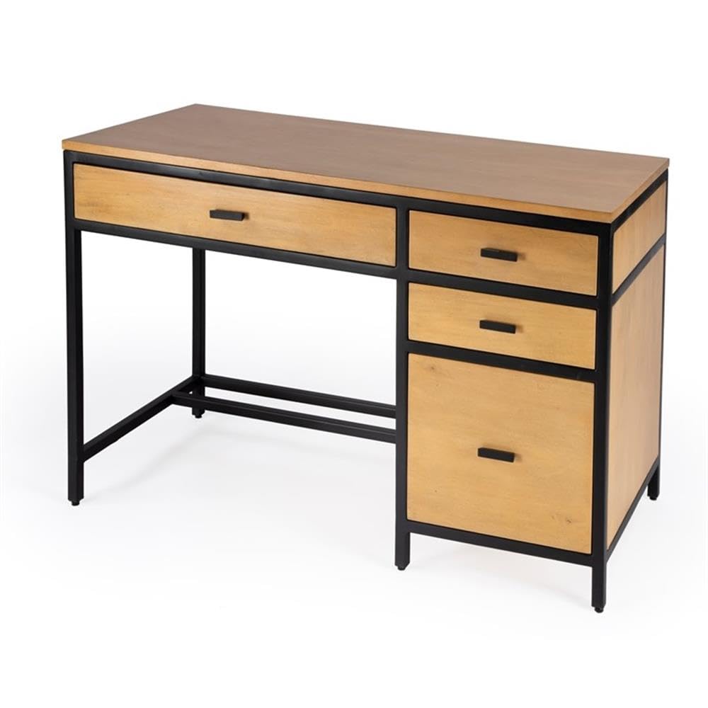 Butler Specialty Company Hans Natural Wood Storage Desk - Stylish Home Office Desk with Ample Storage Space for Study, Work, and Organization