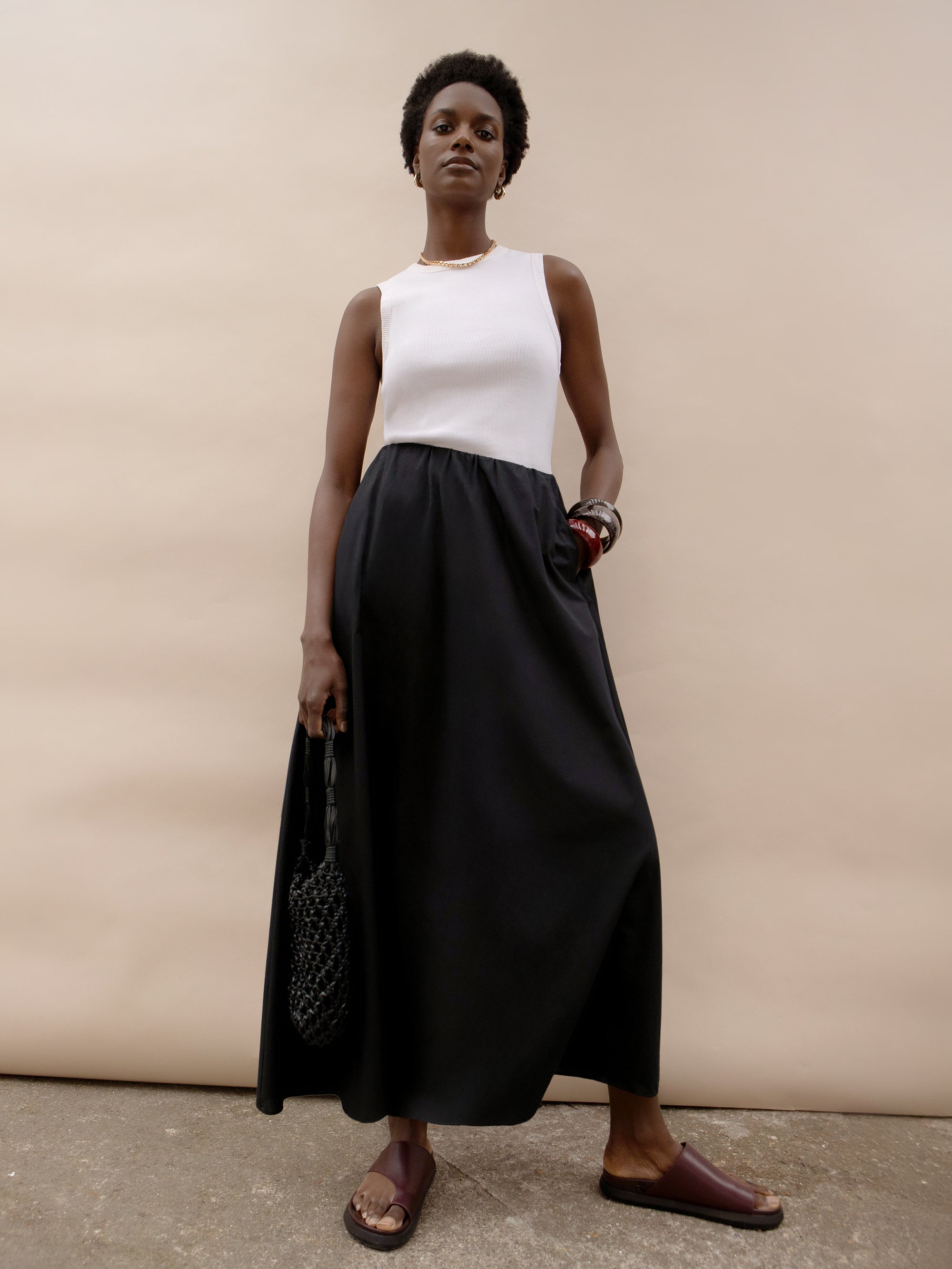 Stylish Petite Black Cotton Poplin Skirt for Women - Perfect for Office Wear, Casual Outings & Summer Dresses