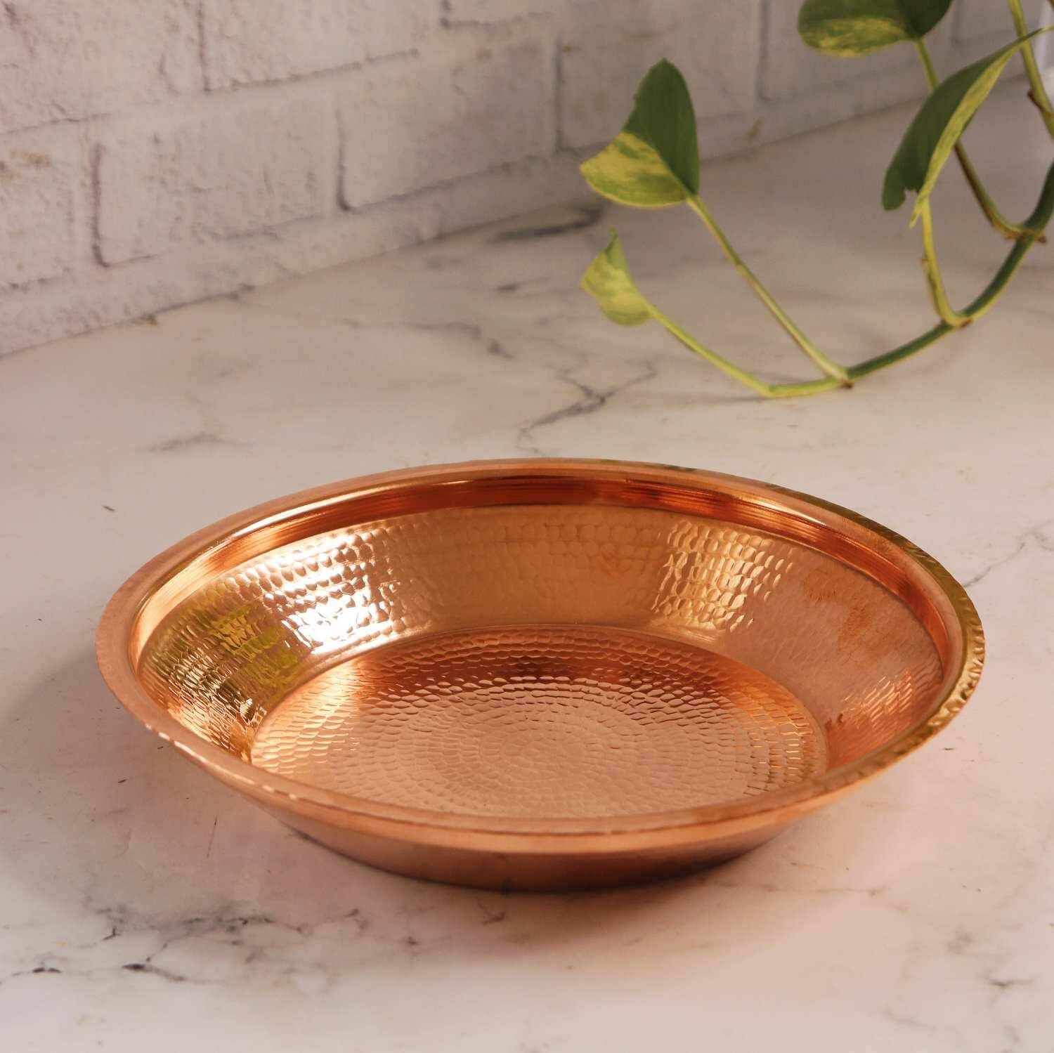 Authentic Copper Puja Thali Set - Traditional Hindu Worship Plate for Pooja Rituals - Perfect for Diwali, Weddings & Spiritual Ceremonies
