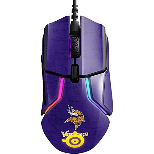 Official SteelSeries Rival 600 Gaming Mouse Skin - NFL Minnesota Vikings Distressed Design Decal | Protective Cover for Esports & PC Gaming | Perfect for Gamers & Sports Fans