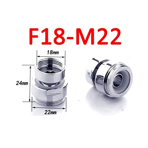 360 Degree Swivel Faucet Adapter - NPT Female 18mm to 22mm Male Thread Brass Connector for Kitchen Sink, Water Purifier & Tap Aerator | Perfect for Home, RV & Outdoor Use