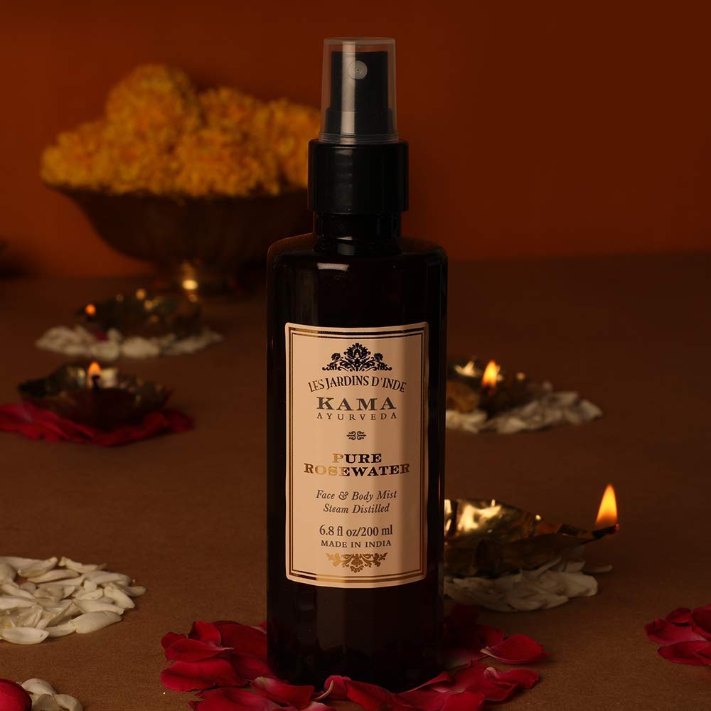Kama Ayurveda Pure Rose Water 200ml - Organic Facial Toner for Hydration & Glow | Perfect for Skincare, Makeup Setting & Refreshing Spritz