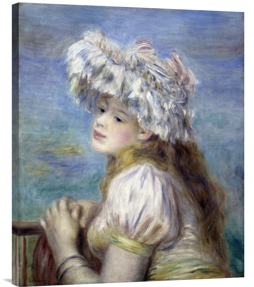 Pierre Auguste Renoir Young Girl in a Lace Hat Canvas Wall Art Print - High Quality Giclee Reproduction - Perfect for Living Room, Bedroom & Office Decor