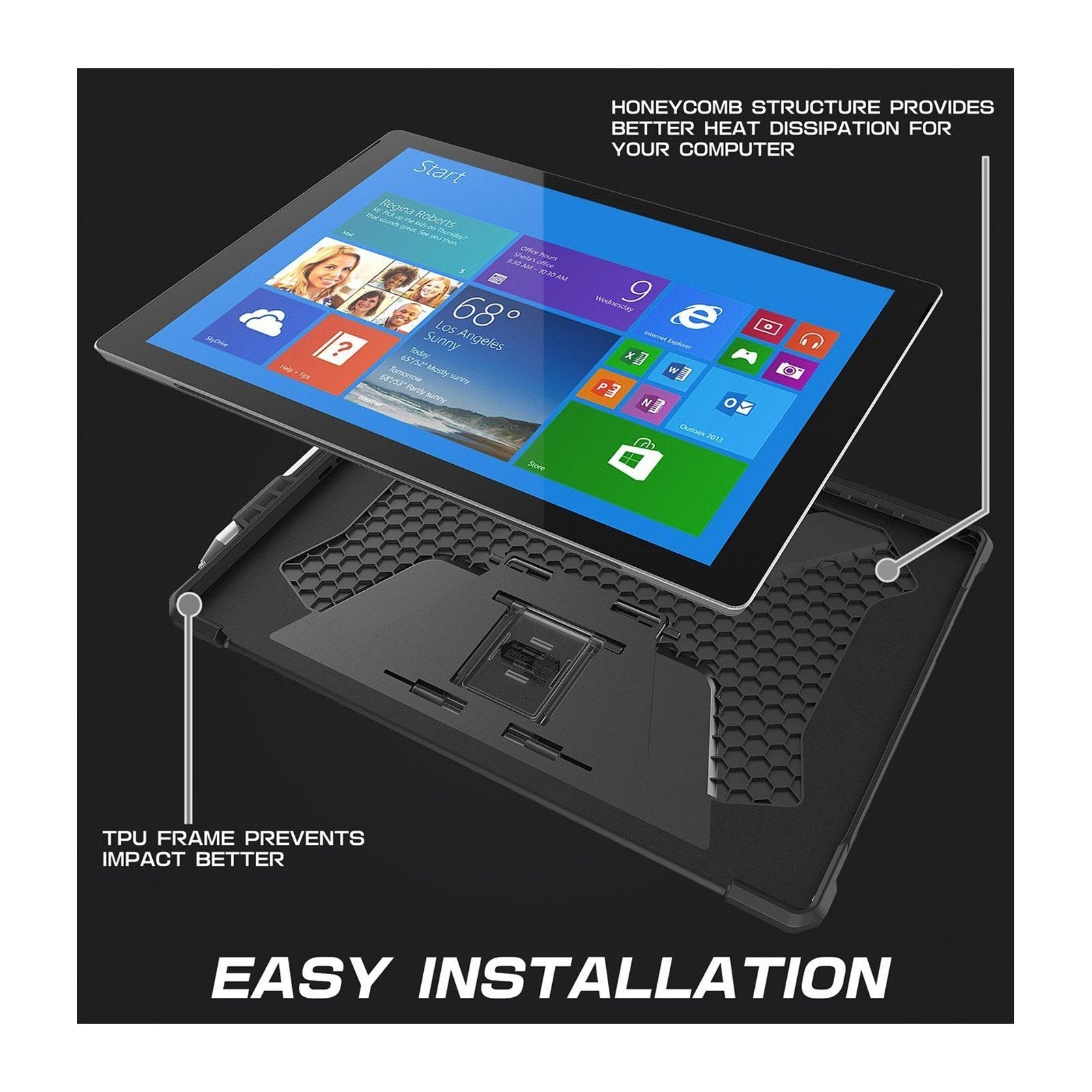 Microsoft Surface Pro Unicorn Beetle PRO Rugged Protective Case - Shockproof & Durable Cover for Surface Pro (Black) - Perfect for Outdoor, Travel & Work Use