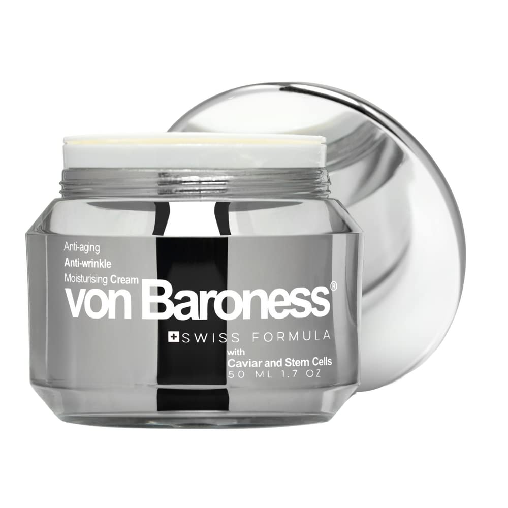 VON BARONESS Anti-Aging Face Cream with White Caviar Extract, Retinol, Collagen & Hyaluronic Acid - Wrinkle & Fine Line Reduction, Deep Hydration - Perfect for Night Routine & Daily Moisturizing
