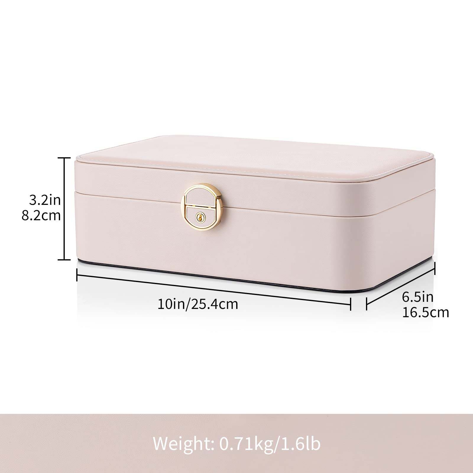 Vlando 2-Layer Jewelry Organizer Box with Removable Tray - Perfect for Earrings, Necklaces & Rings - Valentine's Day, Birthday & Graduation Gifts for Women - Apricot Pink - Ideal for Travel, Home & Office Storage