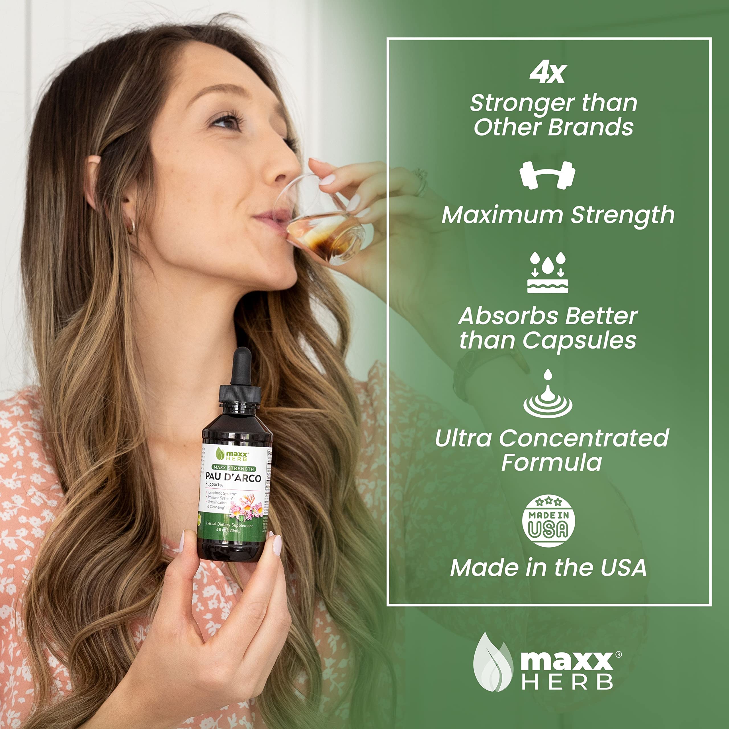 Max Strength PAU D'Arco Extract Tincture - 4 Bottles (4 Oz Each) for Immune Support & Detox, Better Absorption Than Capsules | Herbal Supplement for Daily Wellness, Travel & Immune Boosting