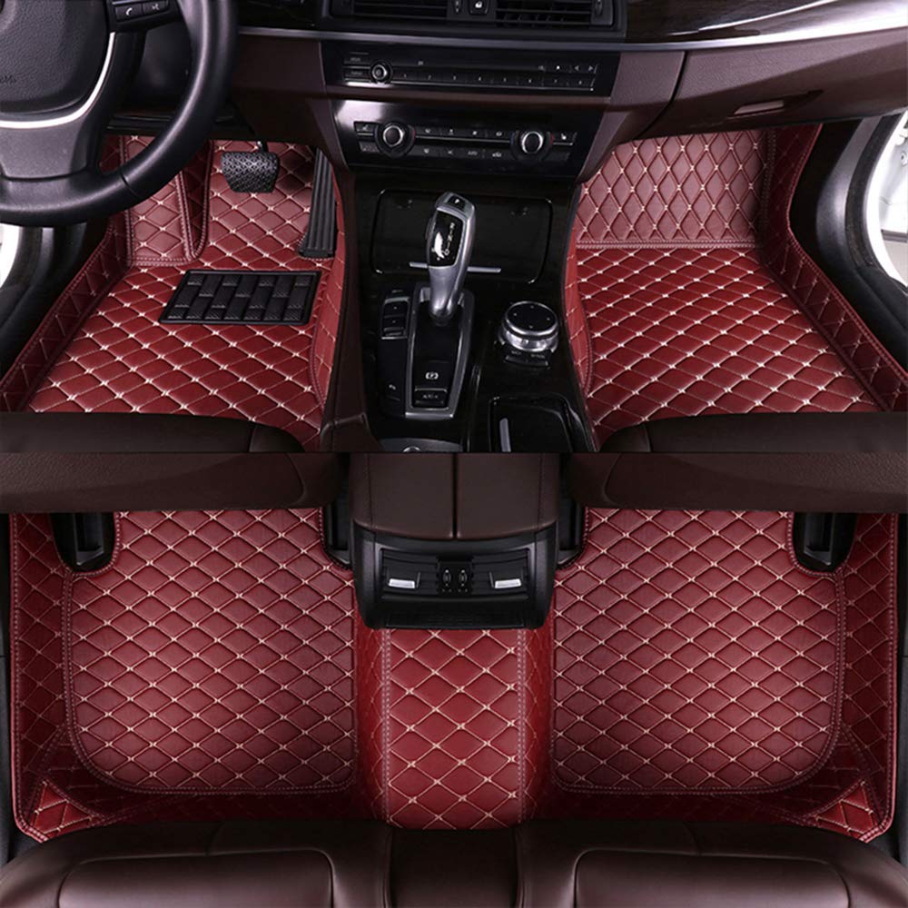 Custom Fit Car Floor Mats for Nissan Pathfinder 2014-2019 - Premium XPE Leather Waterproof All-Weather Floor Liners (Red Wine Color) - Perfect for Off-Road Adventures, Family Trips & Daily Commuting