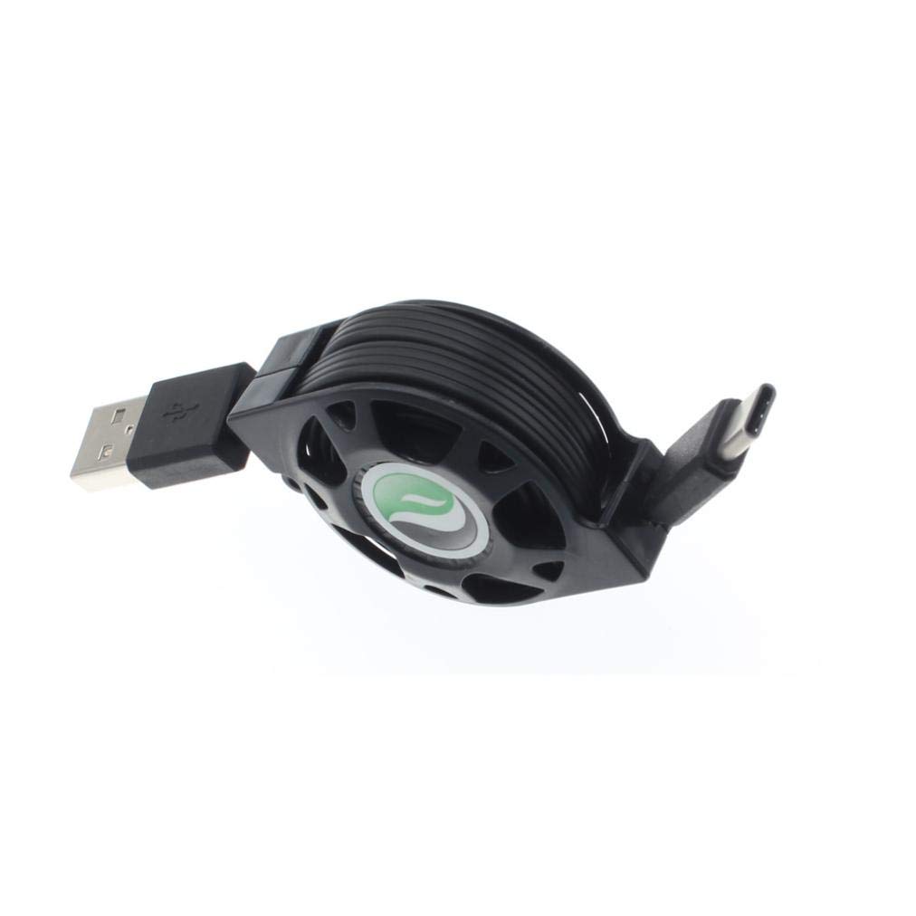 Retractable USB-C Cable for LG K92 5G - Fast Charging & Sync Type-C Power Cord (Black) | Perfect for Home, Office & Travel Charging Needs