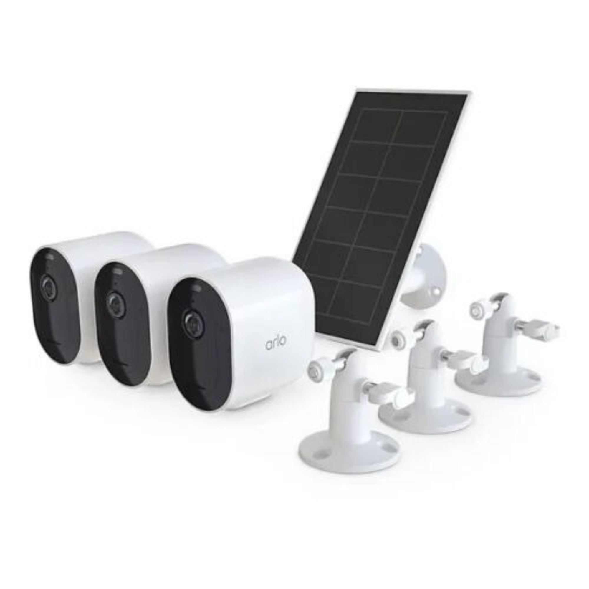 Arlo Pro 5S 2K Spotlight Security Camera (3-Pack) with Solar Panel - Wireless Outdoor Home Surveillance System for Day & Night Monitoring - White