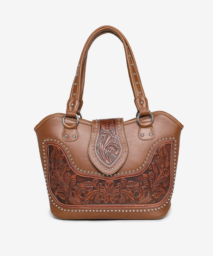 Montana West Studded Leather Concealed Carry Handbag for Women - Stylish CCW Purse with Hidden Gun Pocket - Perfect for Everyday Use, Travel & Self-Defense