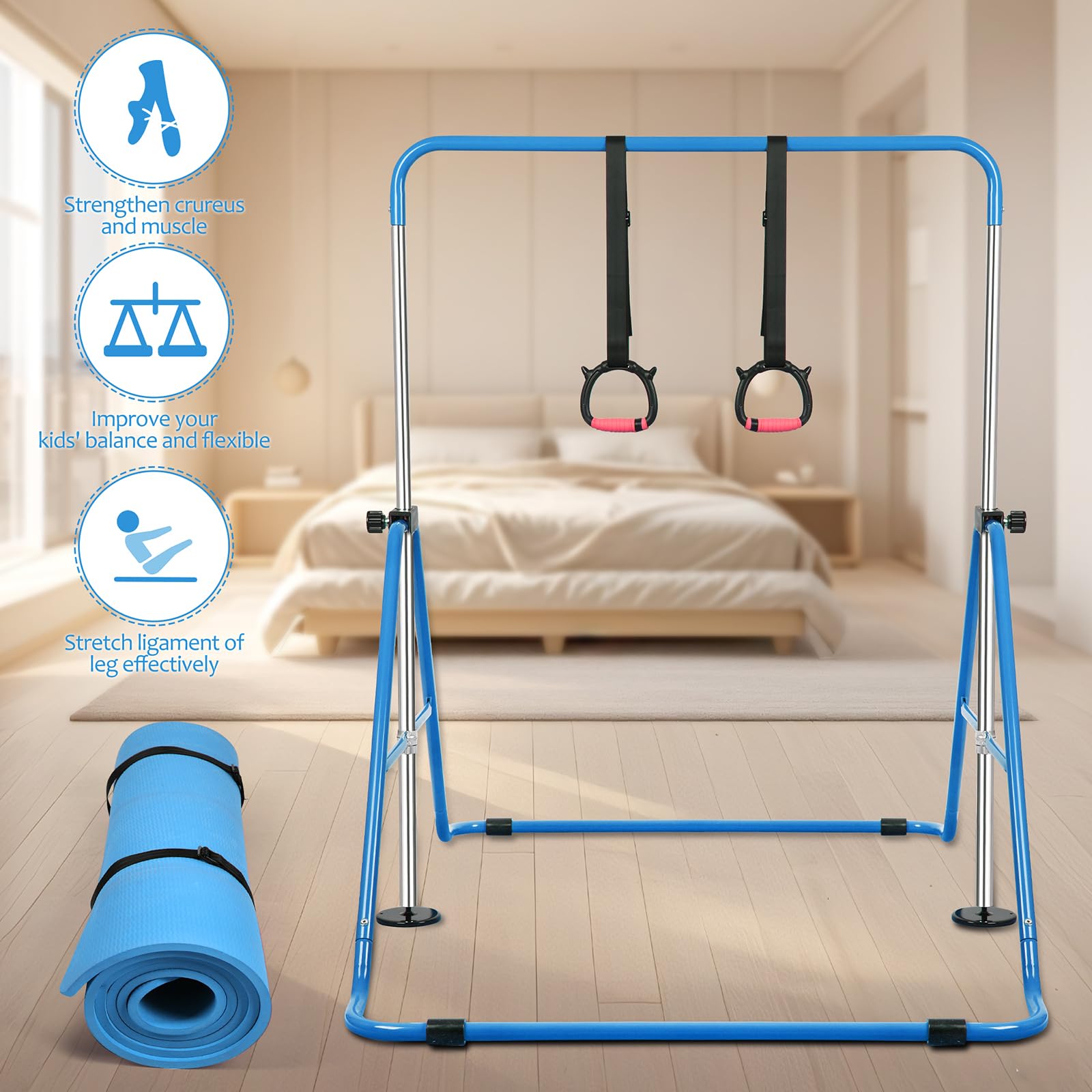 Adjustable Gymnastics Bars for Kids - Expandable Training Equipment for Home Gym & Play