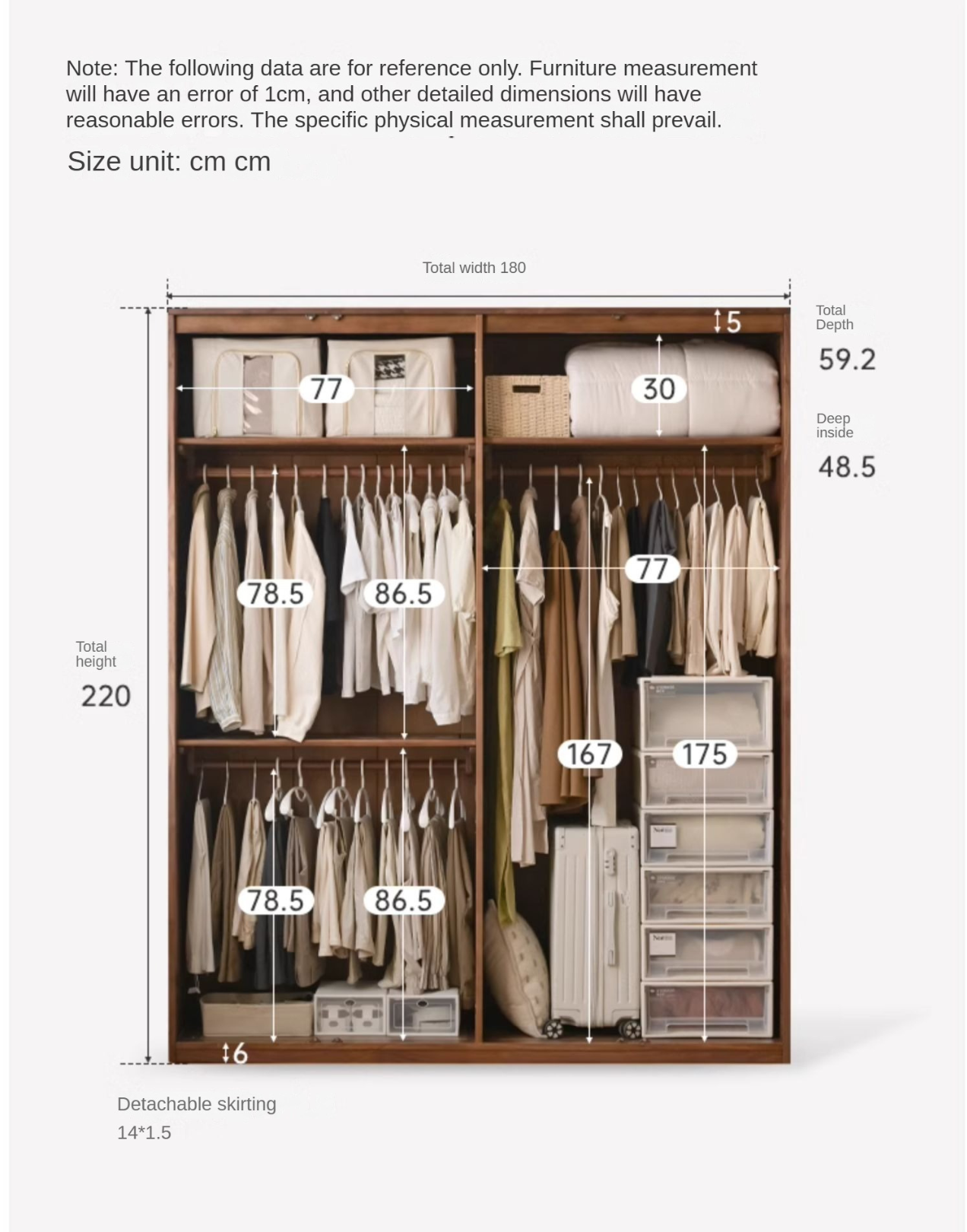 Modern Solid Black Walnut Wood Wardrobe - Stylish & Minimalist Closet Organizer for Bedroom, Walk-in Closet, or Guest Room Storage