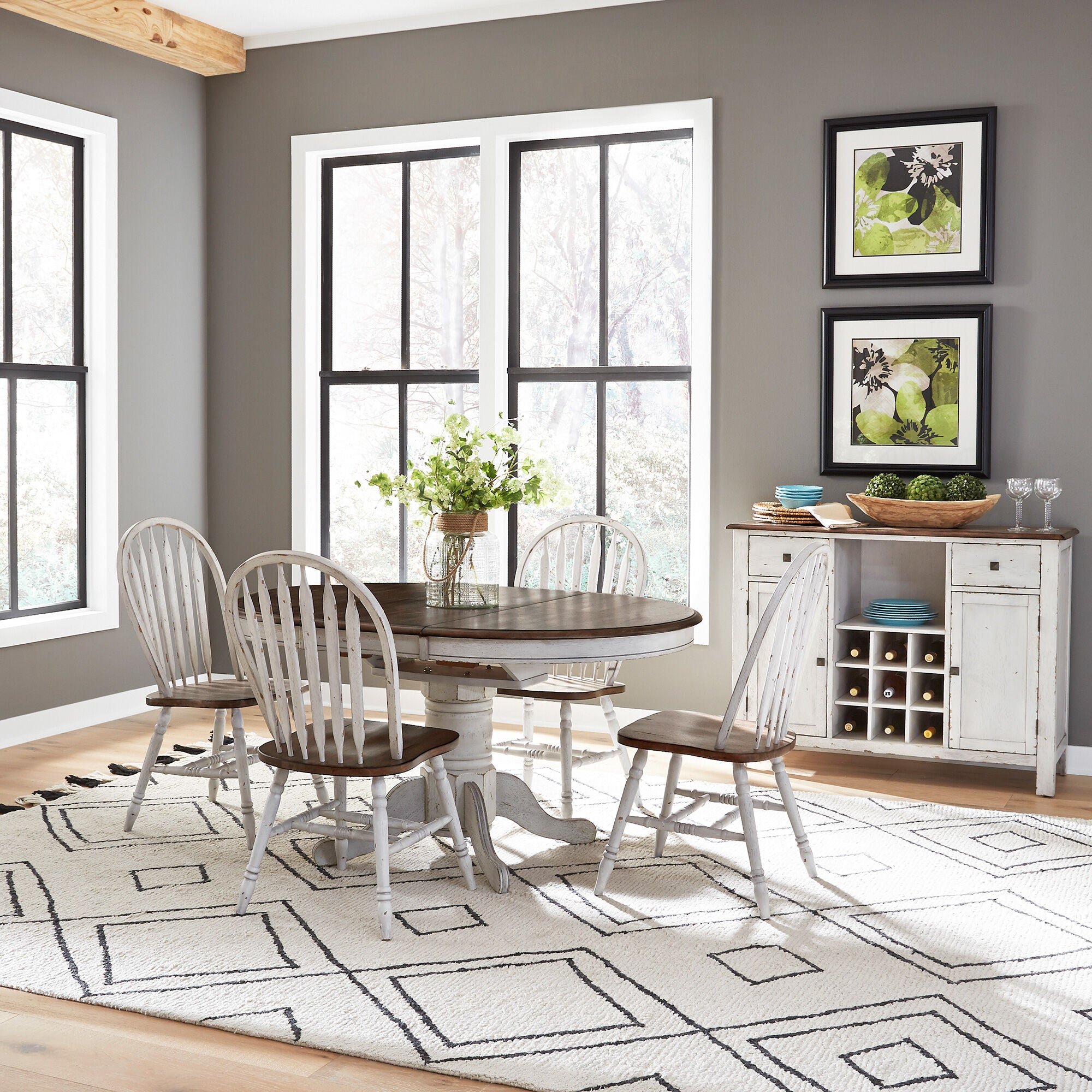 Carolina Crossing 5-Piece Dining Set - Modern Wooden Kitchen Table with 4 Chairs - Perfect for Small Spaces, Breakfast Nook & Family Meals
