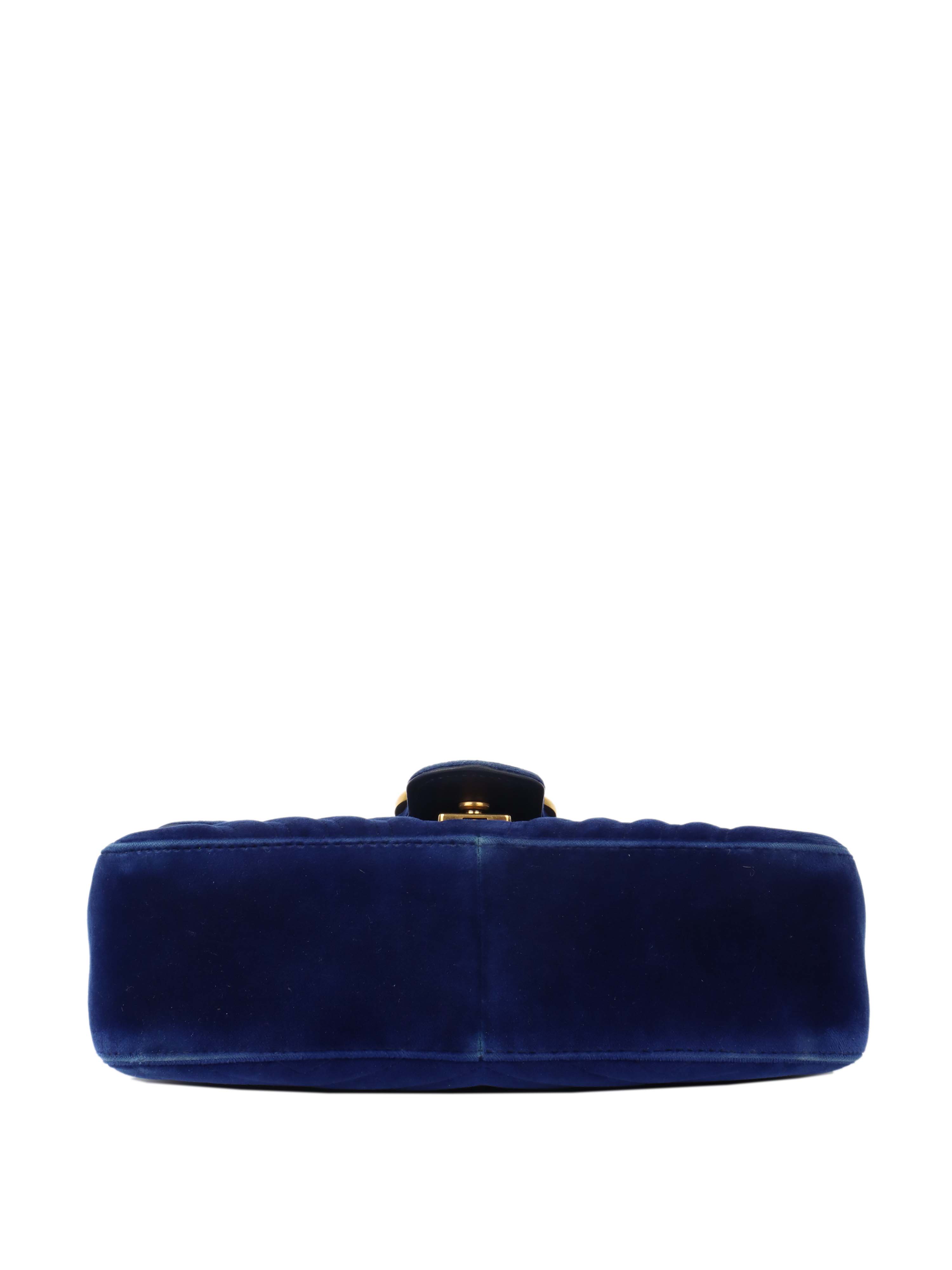 Gucci Blue Velvet Marmont Shoulder Bag for Women | Luxury Designer Handbag | Perfect for Evening Parties, Date Nights & Special Occasions