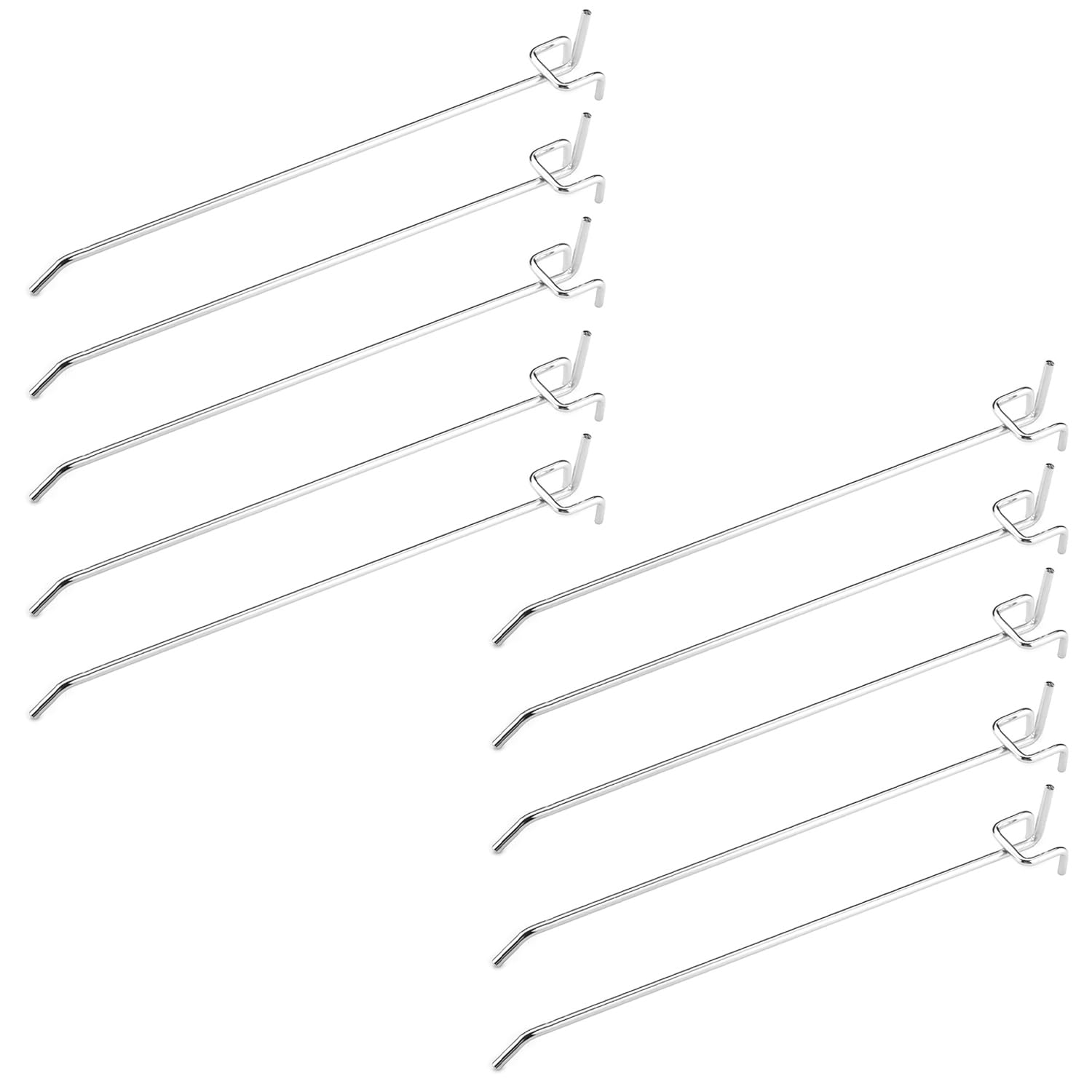 10 Pack 10-Inch Iron Pegboard Hooks for 1/8