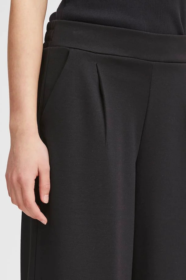 Kate Women's Wide Leg Trousers - High Waisted Flowy Pants for Work & Casual Wear - Black (Office, Travel, Everyday Outfits)