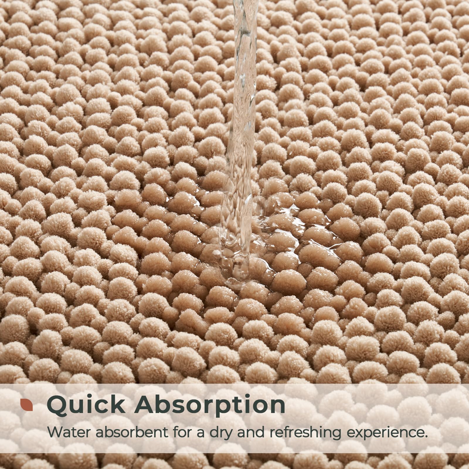 FRESHMINT Chenille Bathroom Rugs Set - 2 Piece Non-Slip Absorbent Bath Mats (17