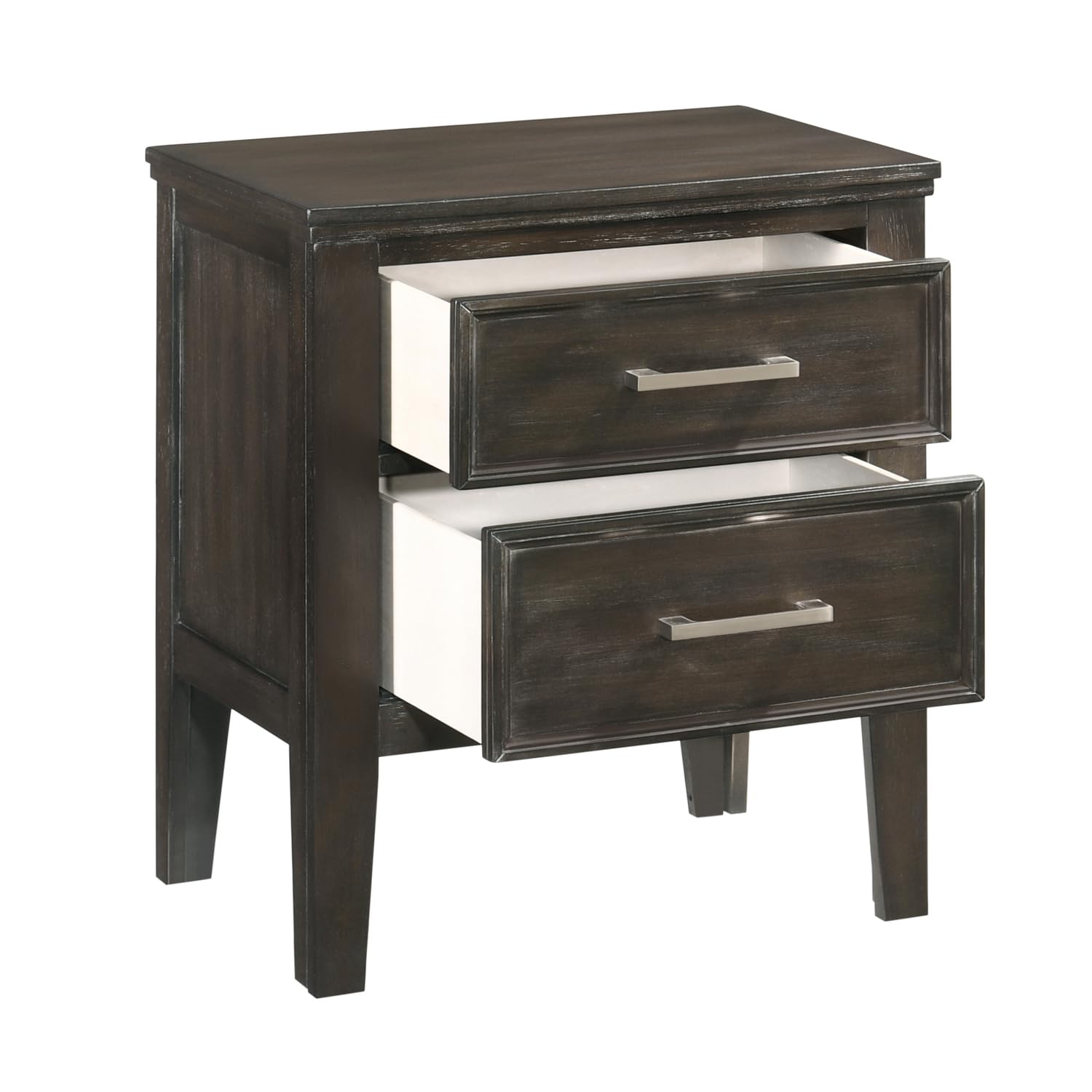 Andover Wood 2-Drawer Nightstand in Nutmeg - Classic Bedroom Furniture for Small Spaces, Bedside Storage Solution, Modern Home Decor