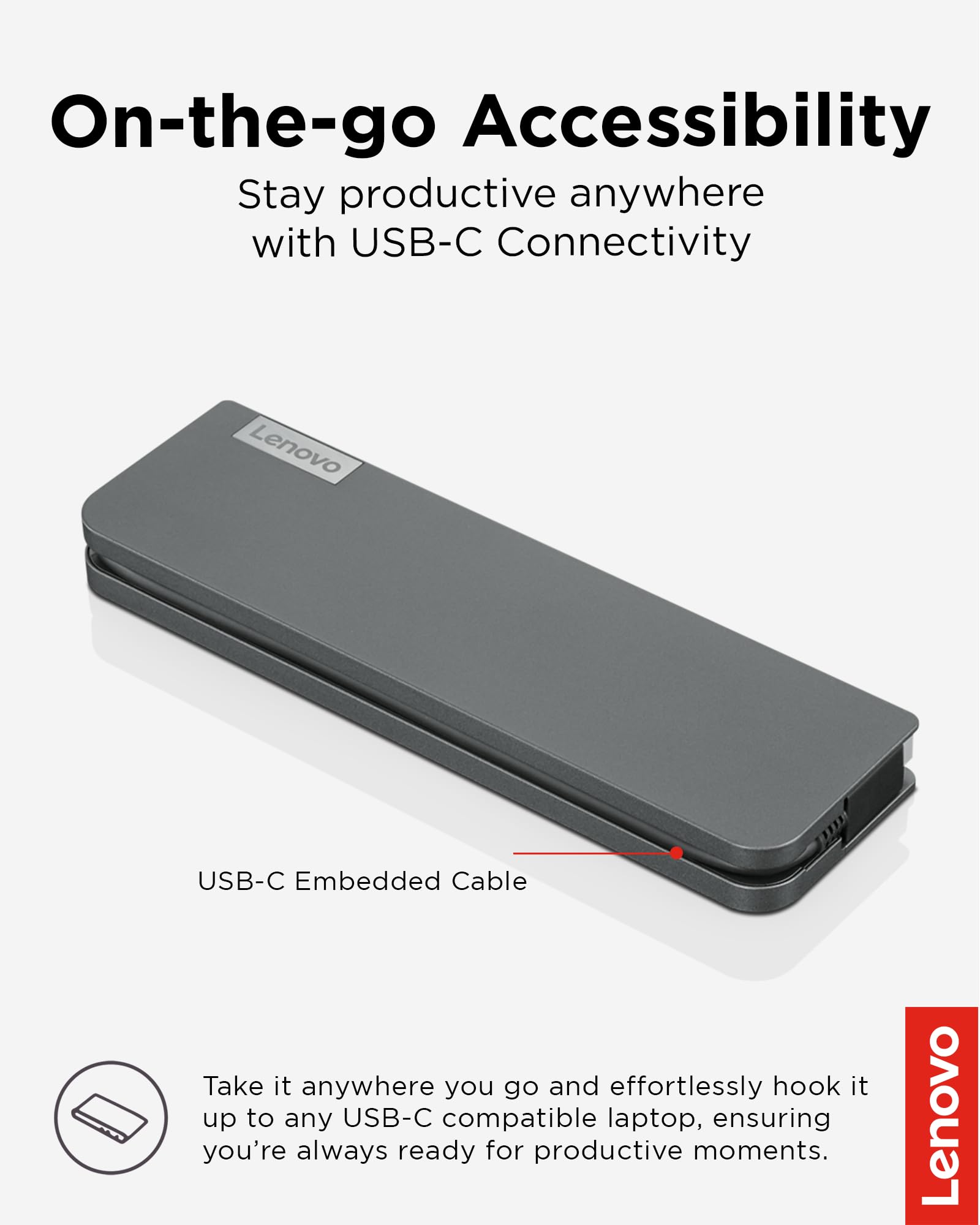 Lenovo USB-C Mini Dock - 6-in-1 Portable Docking Station with HDMI, USB 3.0, Ethernet & Power Delivery - Perfect for Home Office, Business Travel & Remote Work