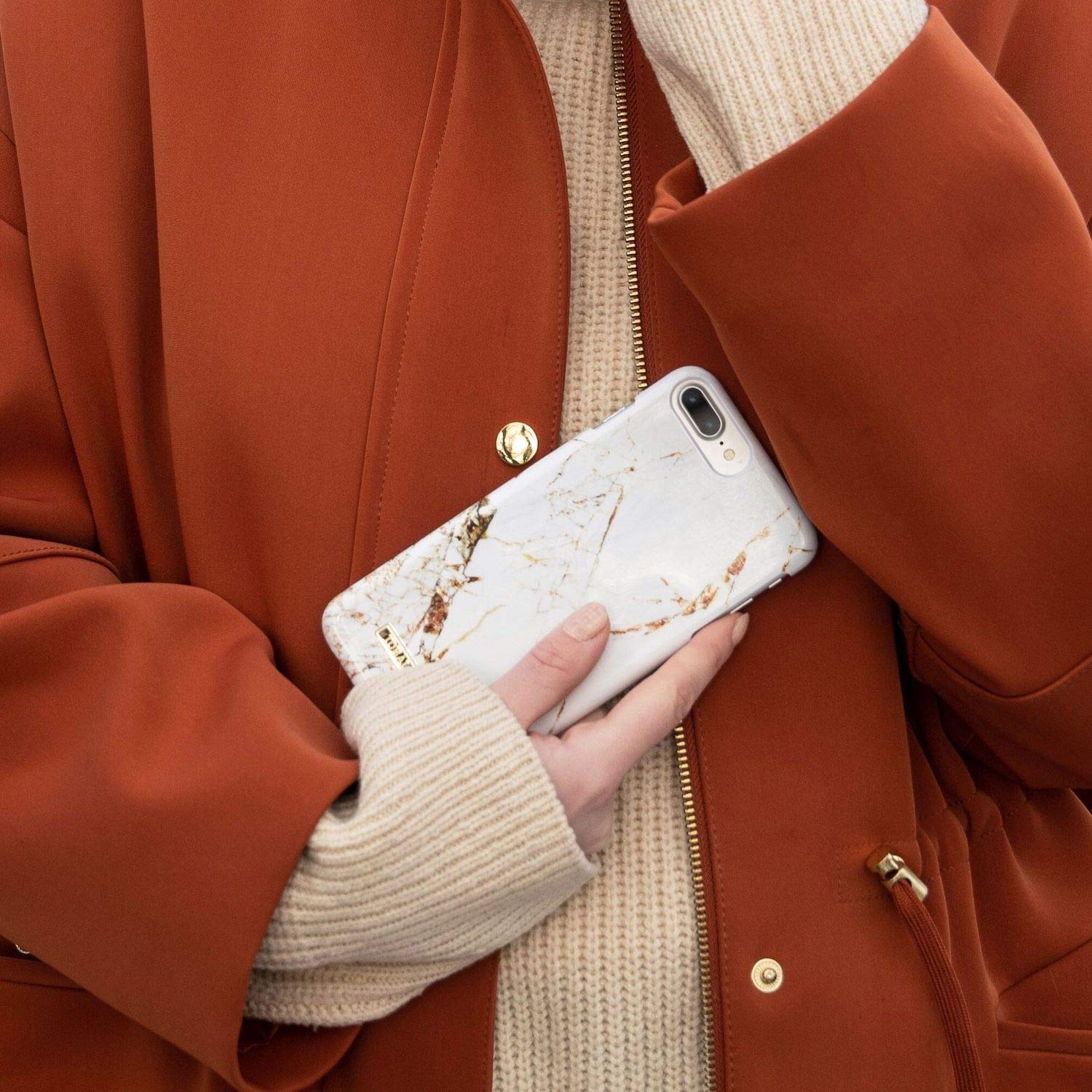 Premium iPhone XR Phone Case with Microfiber Lining & Qi Wireless Charging - Carrara Gold Design | Slim Protective Cover for Everyday Use, Travel & Work