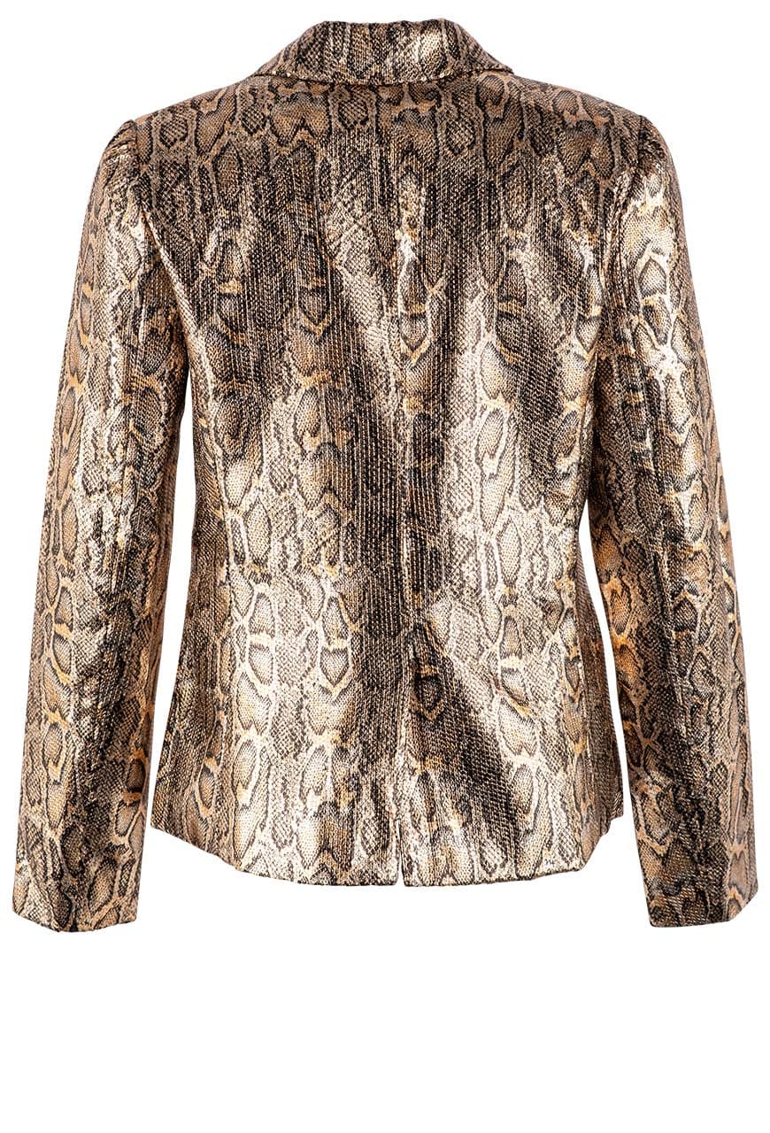 Dolce Cabo Women's Faux Snake Skin Blazer Jacket - Elegant Office Wear & Evening Outfits for Business & Special Occasions