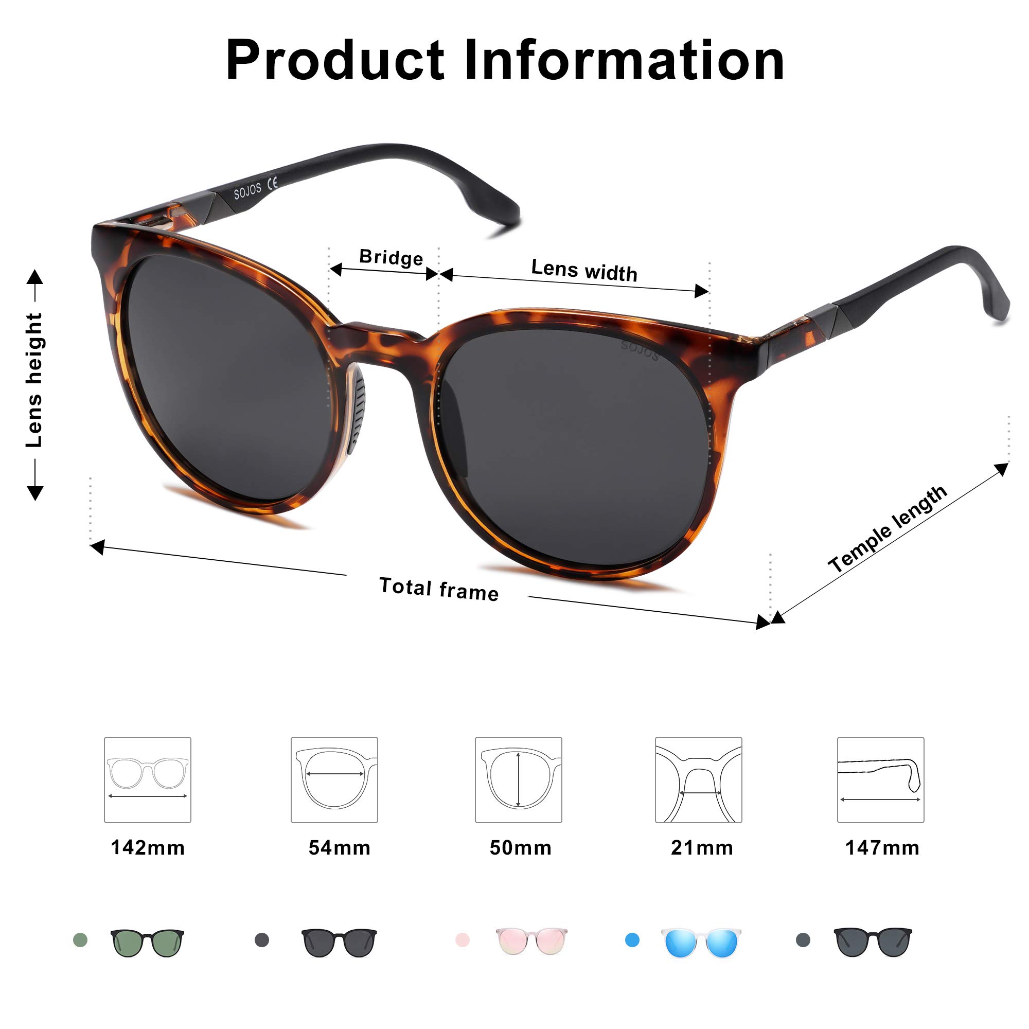 SOJOS SJ2092 Polarized Sports Sunglasses for Women & Men - Lightweight TR90 Frame, UV Protection, Oversized Round Lens - Perfect for Running, Cycling, Hiking & Outdoor Activities