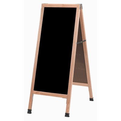 3'H x 1.5'W Slim A-Frame Sidewalk Sign Board - White Melamine Dry Erase Markerboard with Cherry Wood Frame - Perfect for Restaurant Menu, Retail Promotions & Outdoor Advertising