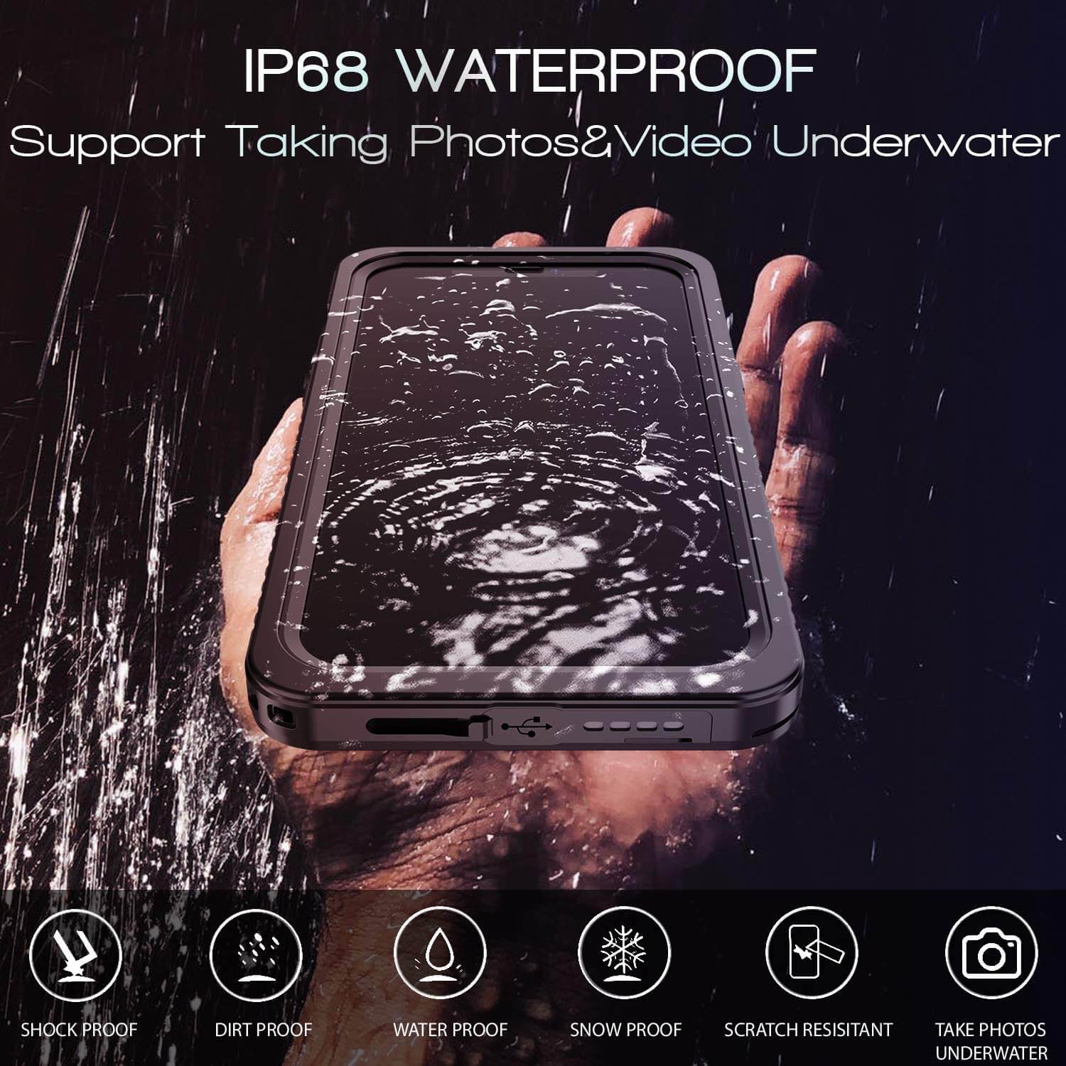 Waterproof iPhone 12 Pro Max Case - Shockproof & Dustproof Protection for iPhone 12 Pro Max (6.7