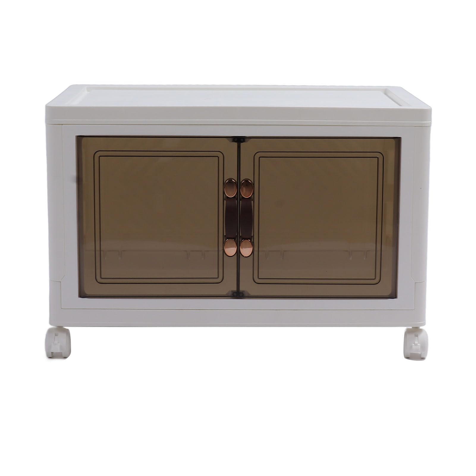 Stackable Storage Container with Wheels & Magnetic Double Doors - Space-Saving Bedroom & Closet Organizer (1 Layer) - Perfect for Small Spaces, Kids' Rooms & Dorm Organization