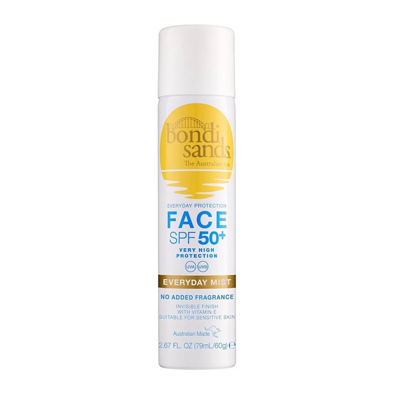 Bondi Sands SPF 50+ Face Sunscreen Mist - Fragrance Free Daily Protection for Sensitive Skin | Perfect for Outdoor Activities, Beach Days & Everyday Sun Care