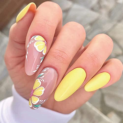 Yellow Flowers False Nails