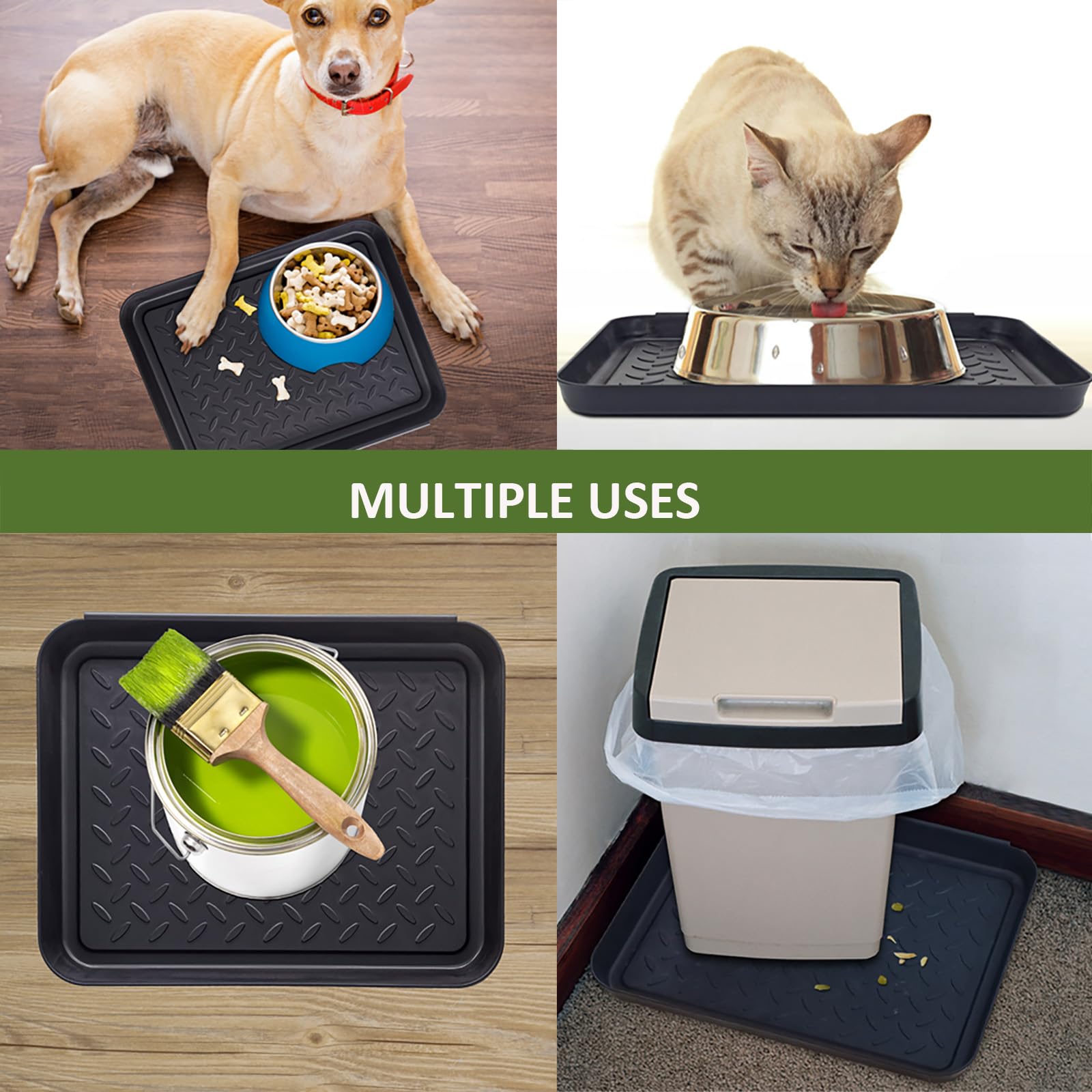 3-Pack Plastic Boot Trays for Entryway - Non-Slip Shoe Mats for Mudroom & Indoor Floor Protection (13.7x10.8 in) - Keep Floors Dry & Clean