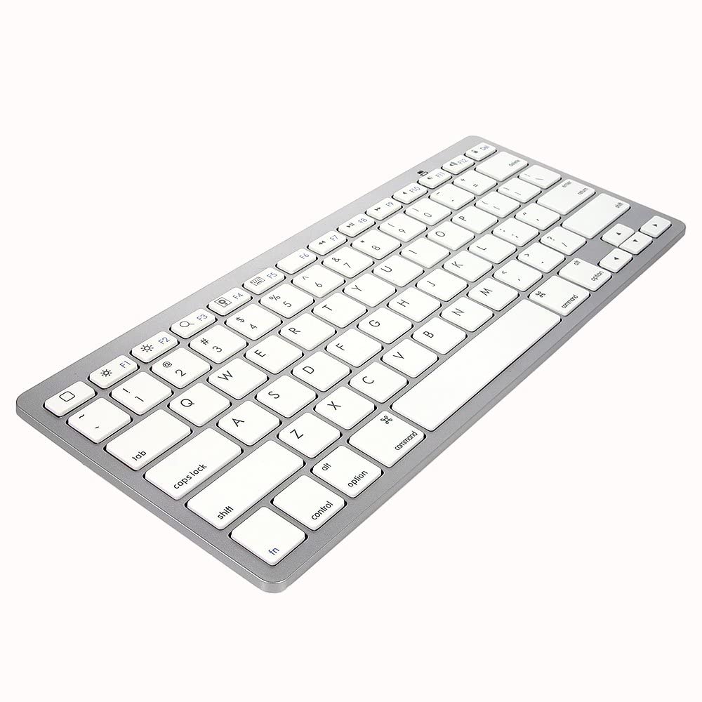 Henxlco Bluetooth 3.0 Wireless Keyboard - Compatible with iPad Pro, iPad Air, iPad Mini, MacBook & iPhone | Slim Design for Home Office, Travel & Remote Work