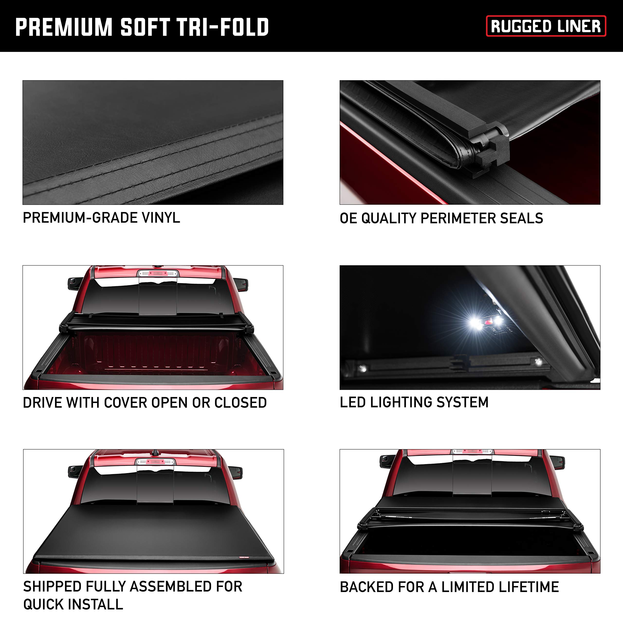 Rugged Liner Premium Soft Folding Truck Bed Tonneau Cover FCC5507 - Compatible with 2007-2013 Chevy Silverado & GMC Sierra 5.9 ft (69.3