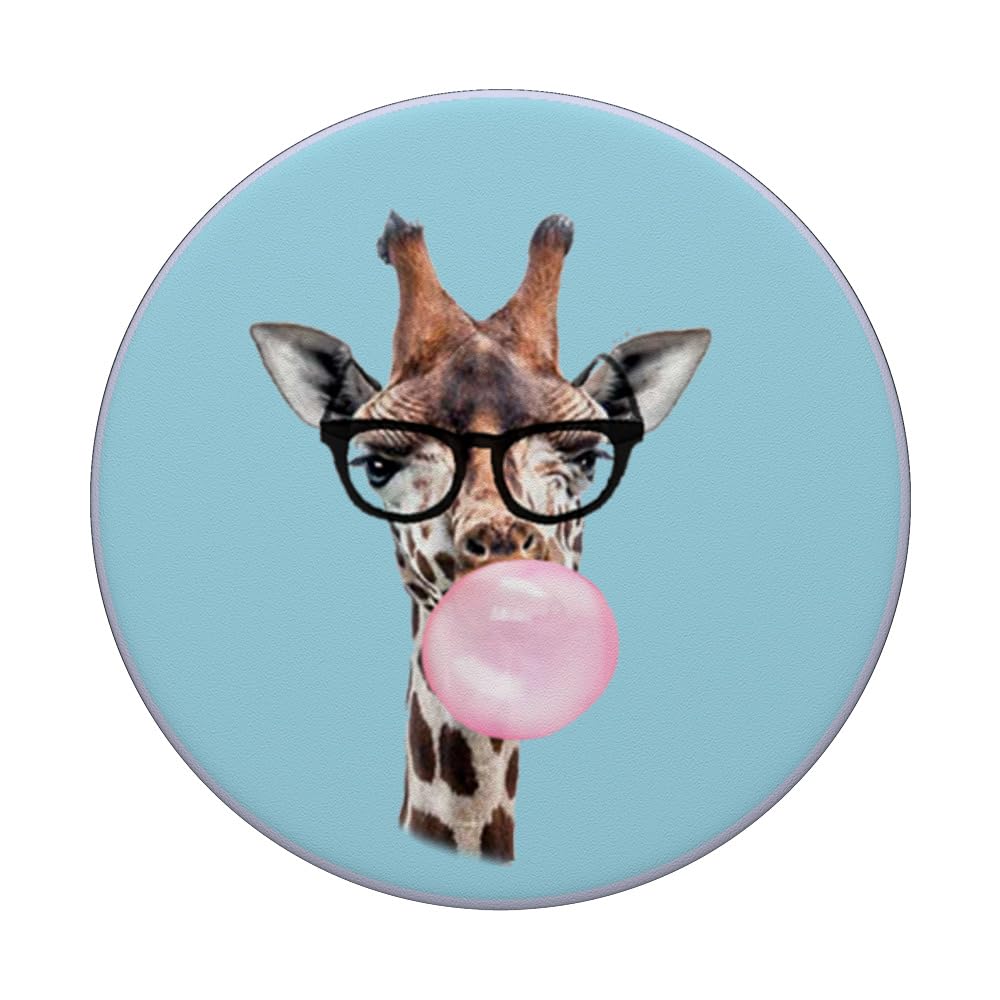 Giraffe Bubble Gum PopGrip Phone Holder for Nerdy Glasses Lovers - Perfect for Phones & Tablets