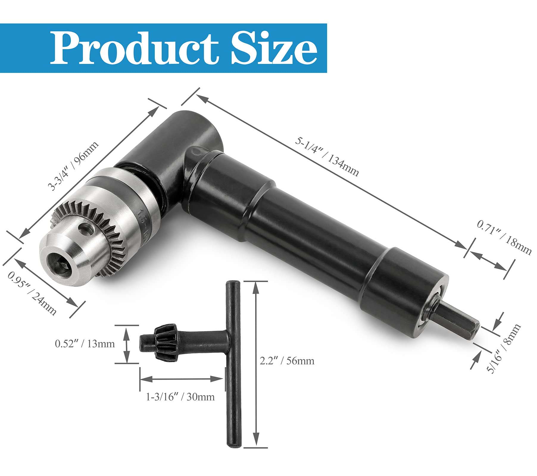 90 Degree Right Angle Drill Adapter - 3/8