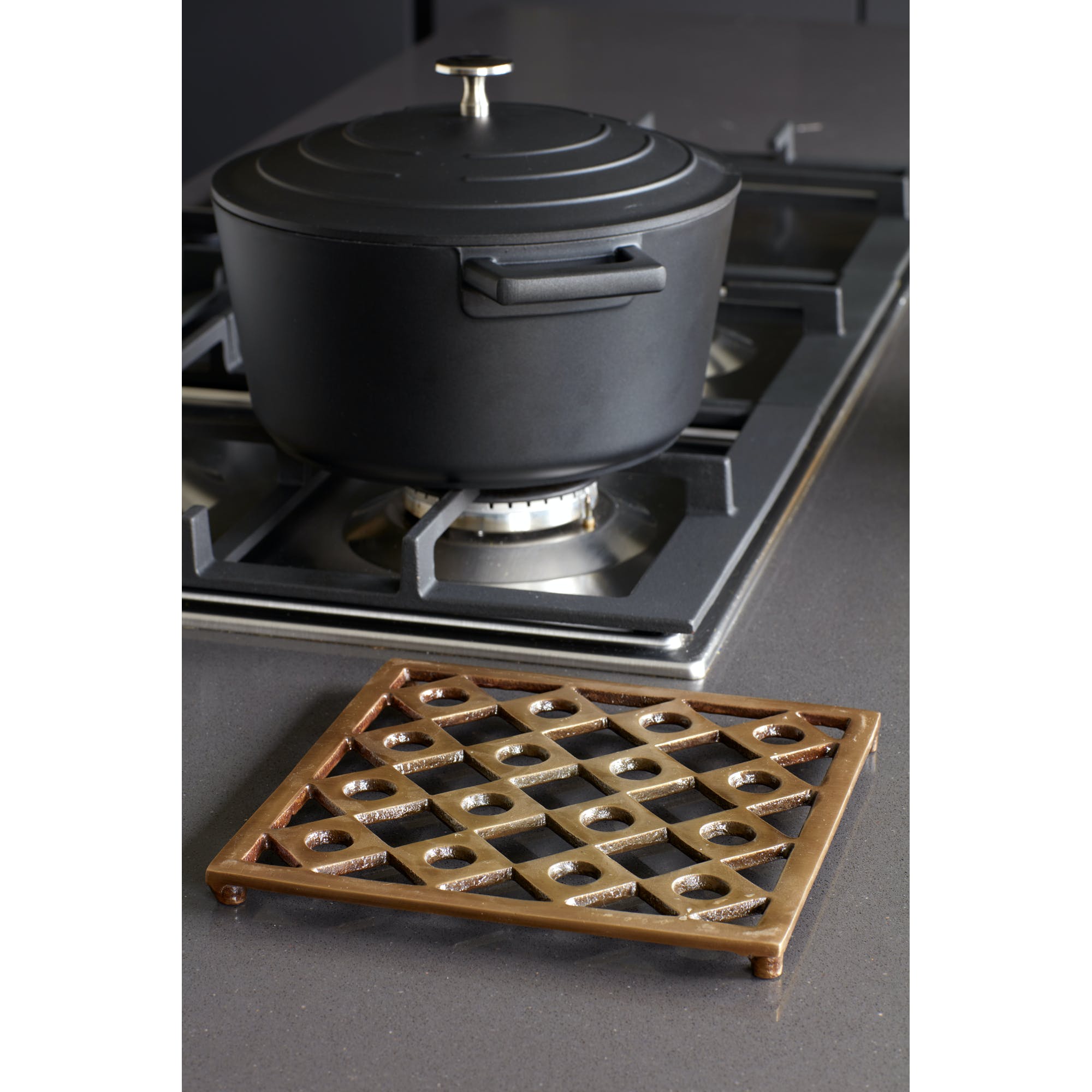 MasterClass Brass Finish Trivet - Heat Resistant Decorative Hot Plate Holder for Kitchen & Dining Table Protection | Perfect for Serving Dishes, Pots & Pans