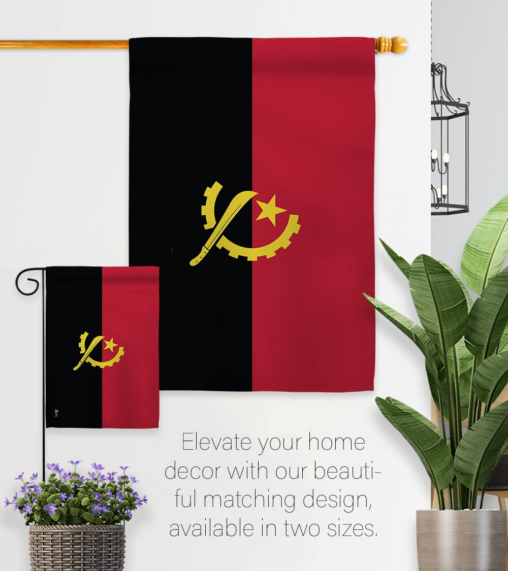 Americana Home & Garden Angola Double-Sided Garden Flag Set with Stand - Patriotic Yard Decoration, House Banner for Country & Regional Pride - Perfect for Outdoor Decor, Front Porch Display & International Theme Gifts - Made in USA