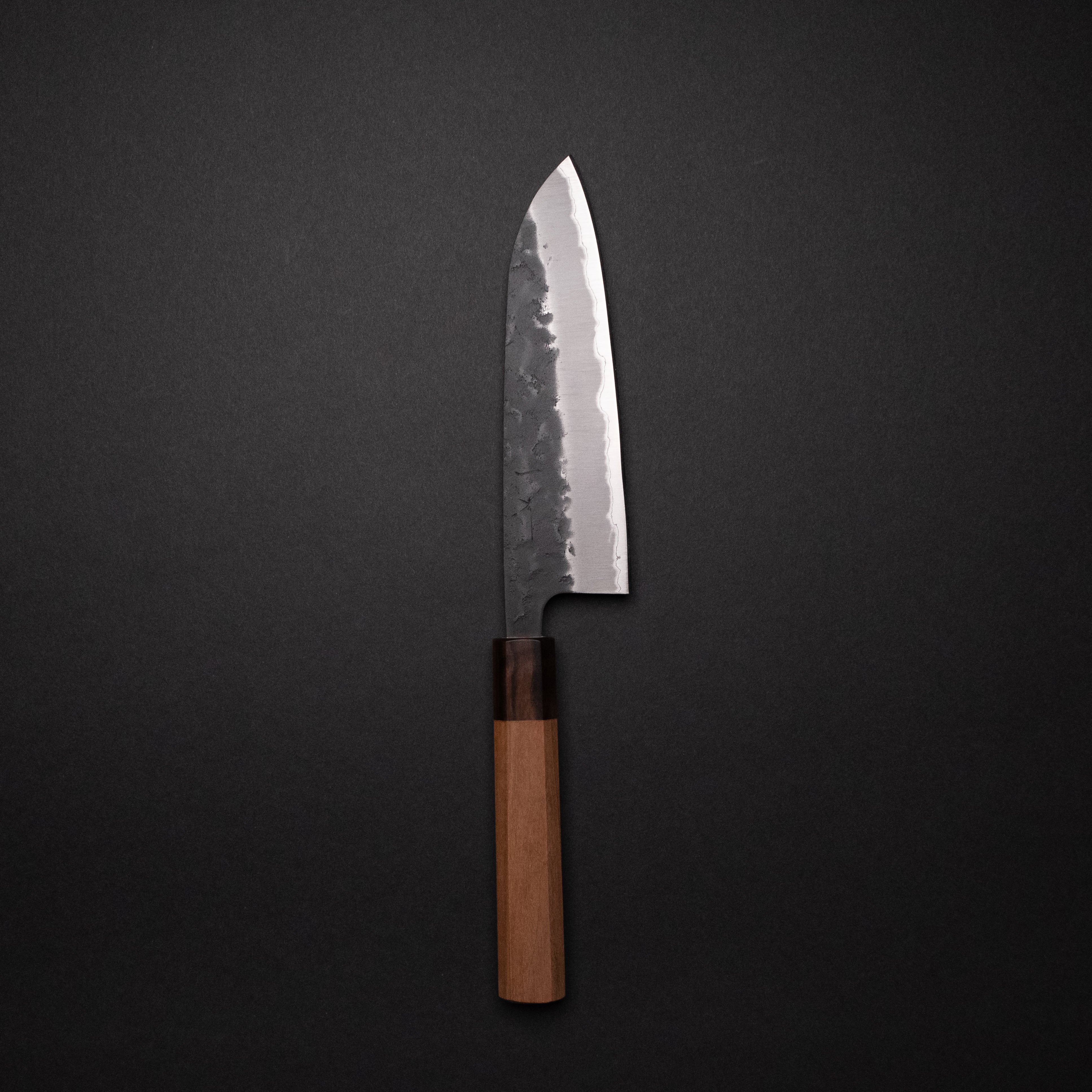 Hitohira Futana SB Kuro Nashiji Santoku Knife 170mm - Japanese High Carbon Steel Blade with Cherry Wood Handle - Perfect for Slicing, Dicing, and Chopping Vegetables, Meat, and Fish in Professional & Home Kitchens