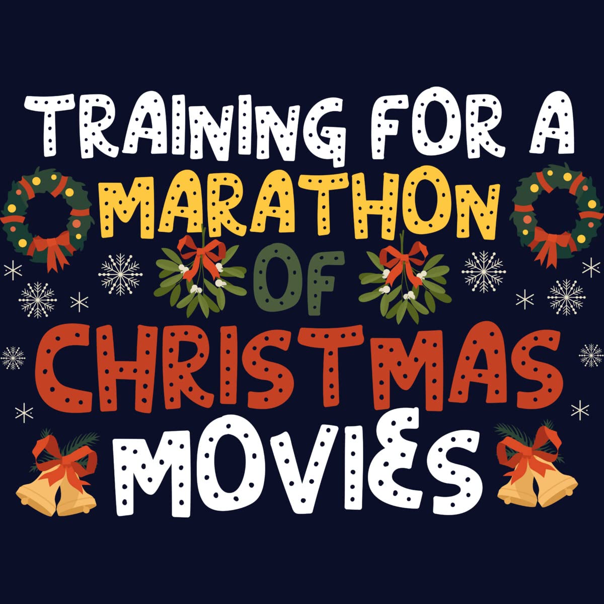 Design By Humans Junior's Marathon Training & Christmas Movies T-Shirt - Soft Cotton Tee for Women - Perfect for Gym, Running, Holiday Parties & Casual Wear