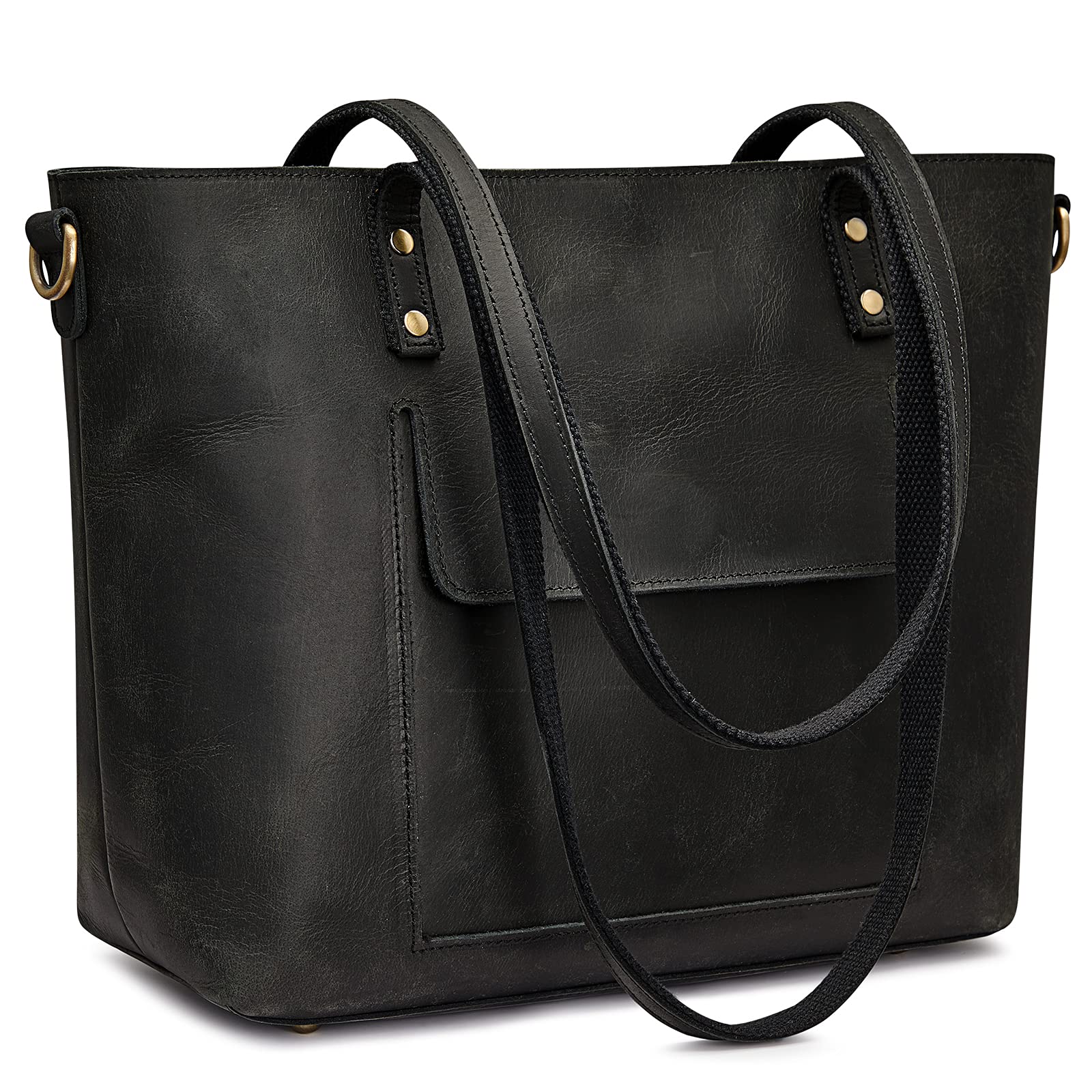 S-ZONE Genuine Leather Tote Bag for Women - Vintage Shoulder Handbag & Crossbody Purse - Perfect for Work, Travel and Everyday Use