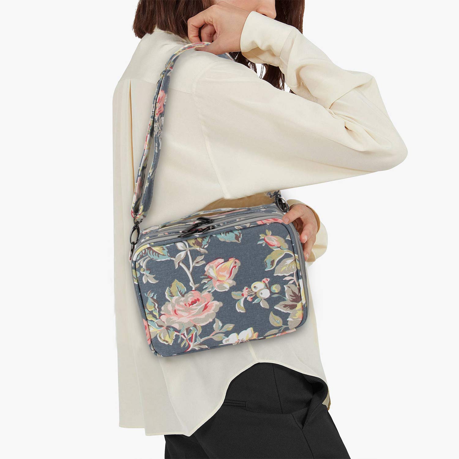 Teamoy Mini9 Instant Camera Case - Portable Bag for Fujifilm Instax Mini 9/10/11/12 Cameras & Accessories (Peony Design) - Perfect for Travel, Parties & Photo Walks