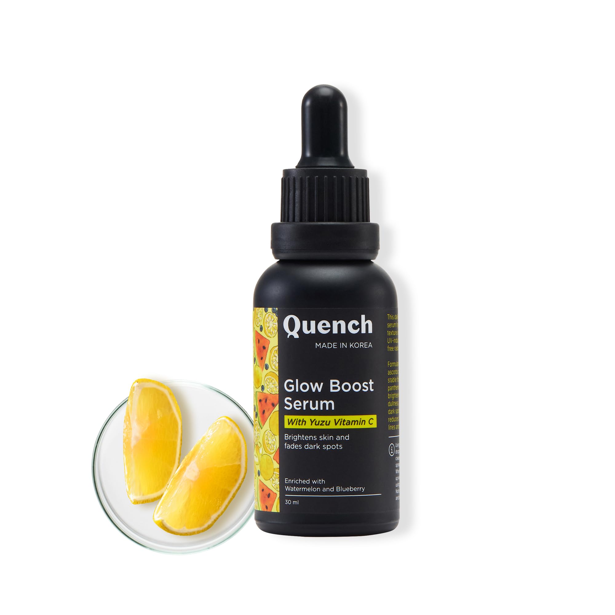 Quench Vitamin C Glow Boost Face Serum with 5% Ethyl Ascorbic Acid | Brightening Serum for Dark Spots & Uneven Skin Tone | Highly Stable & Non-Irritating | Korean Skincare | Perfect for Morning Routine & Night Care (30ml)