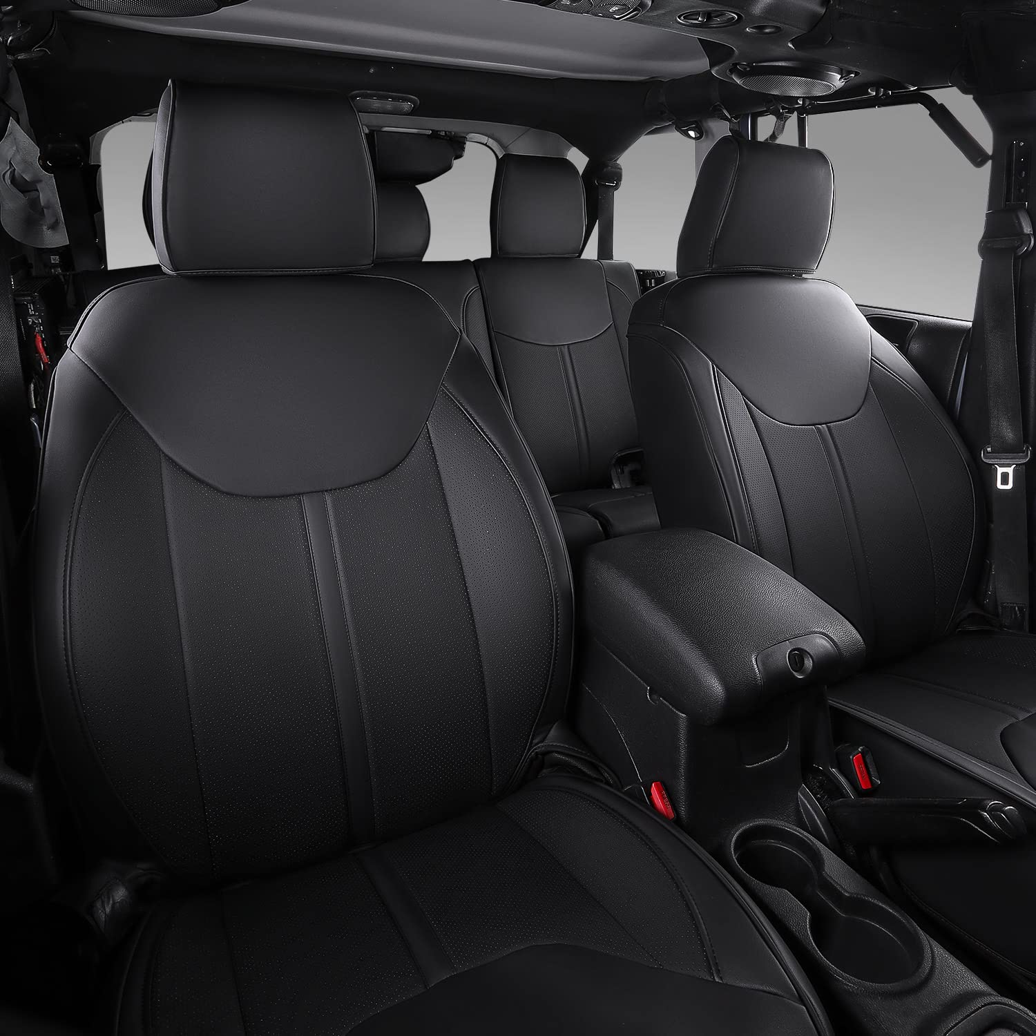 Xipoo PU Leather Car Seat Covers for 2013-2017 Jeep Wrangler JK - Front & Back Seat Protectors, 4-Door Replacement Covers (Black) | Durable & Comfortable for Off-Roading, Daily Commute & Adventure Trips