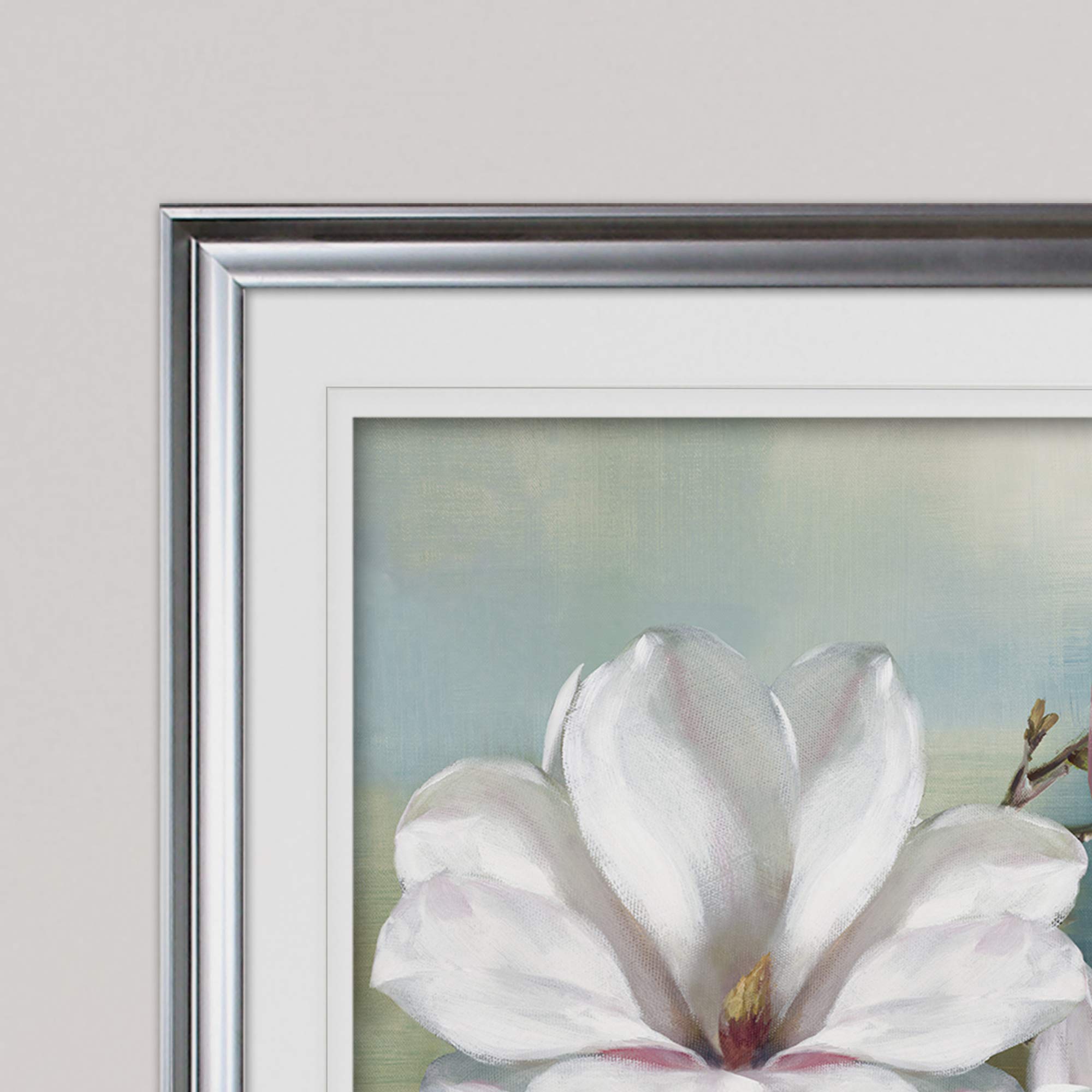 Magnolia Blooms Floral Artwork - Framed Canvas Wall Decor, Giclee Prints for Living Room, Bedroom & Office | Elegant Flower Painting Home Decor