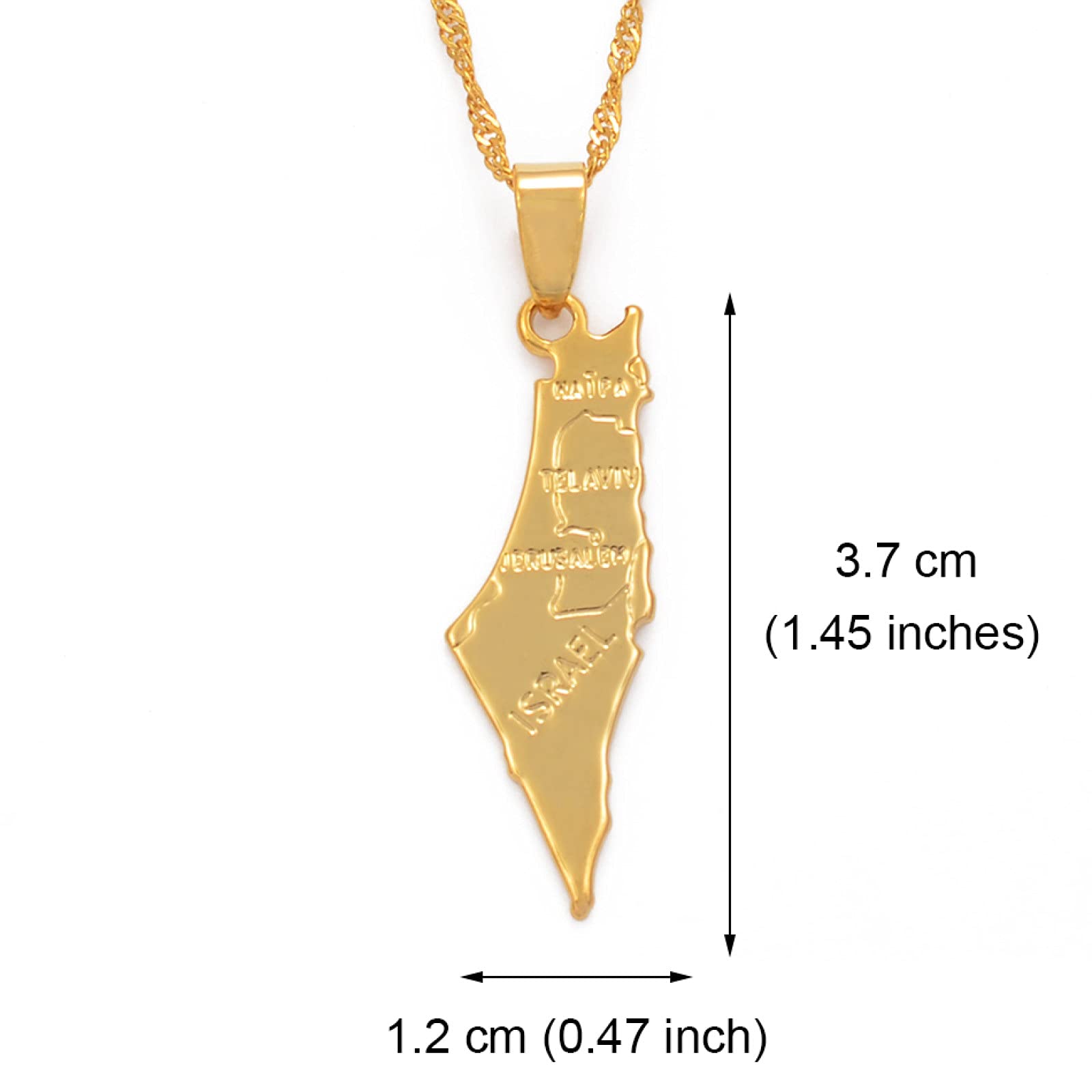 Israel Map Pendant Necklace - Gold Thin Chain Charm with African Country Flag Design, Unisex Ethnic Jewelry for Women & Men | Perfect for Hip Hop Fashion, Parties & Unique Gifts