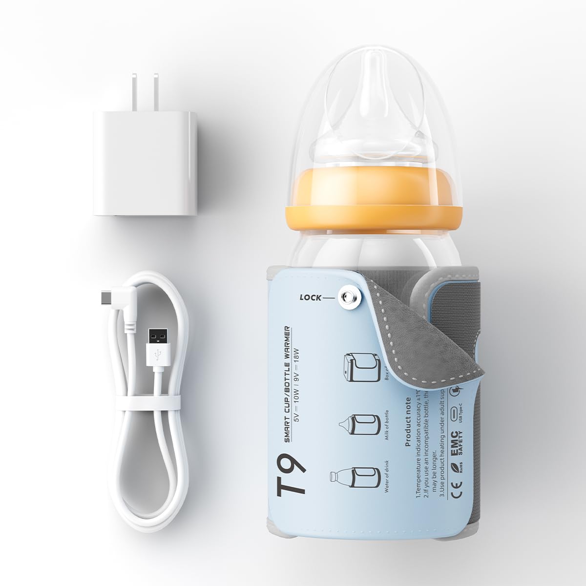 Portable USB Baby Bottle Warmer with LED Display - Travel-Friendly Milk Heater for Car, On-the-Go Feeding, Perfect for Road Trips & Outdoor Activities